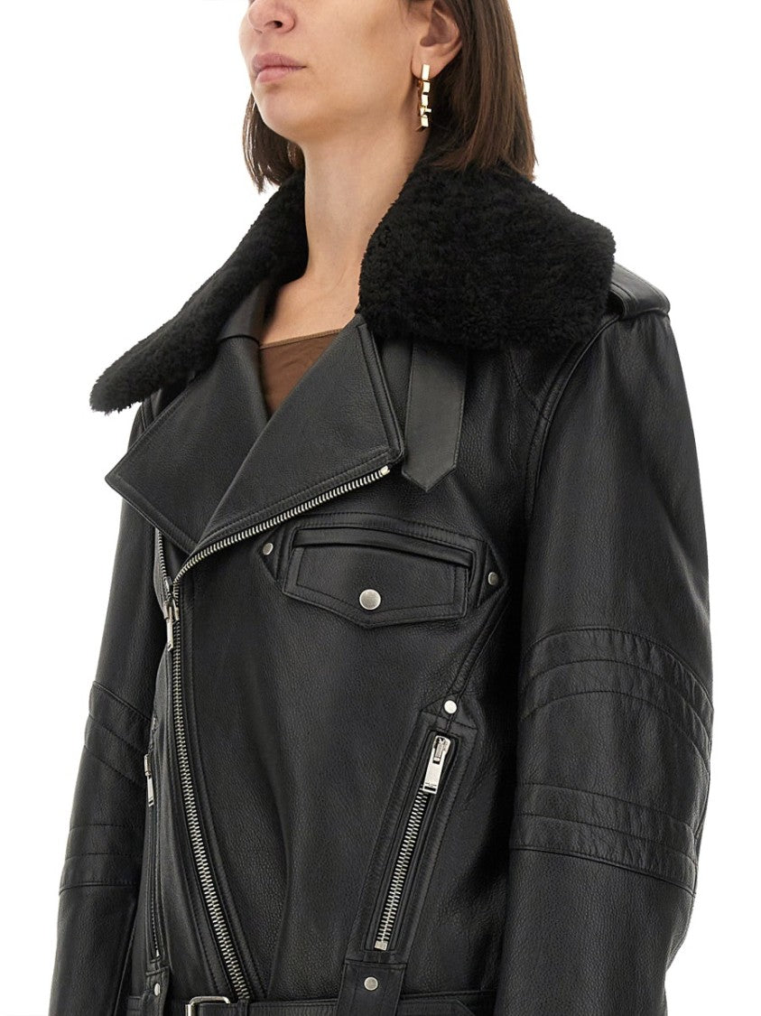 Asymmetrical Zip Leather Biker Jacket