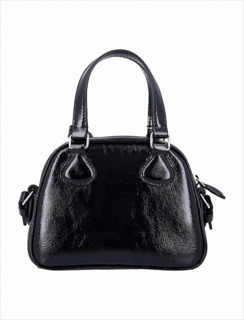 Structured Black Cow Leather Crossbody Bag