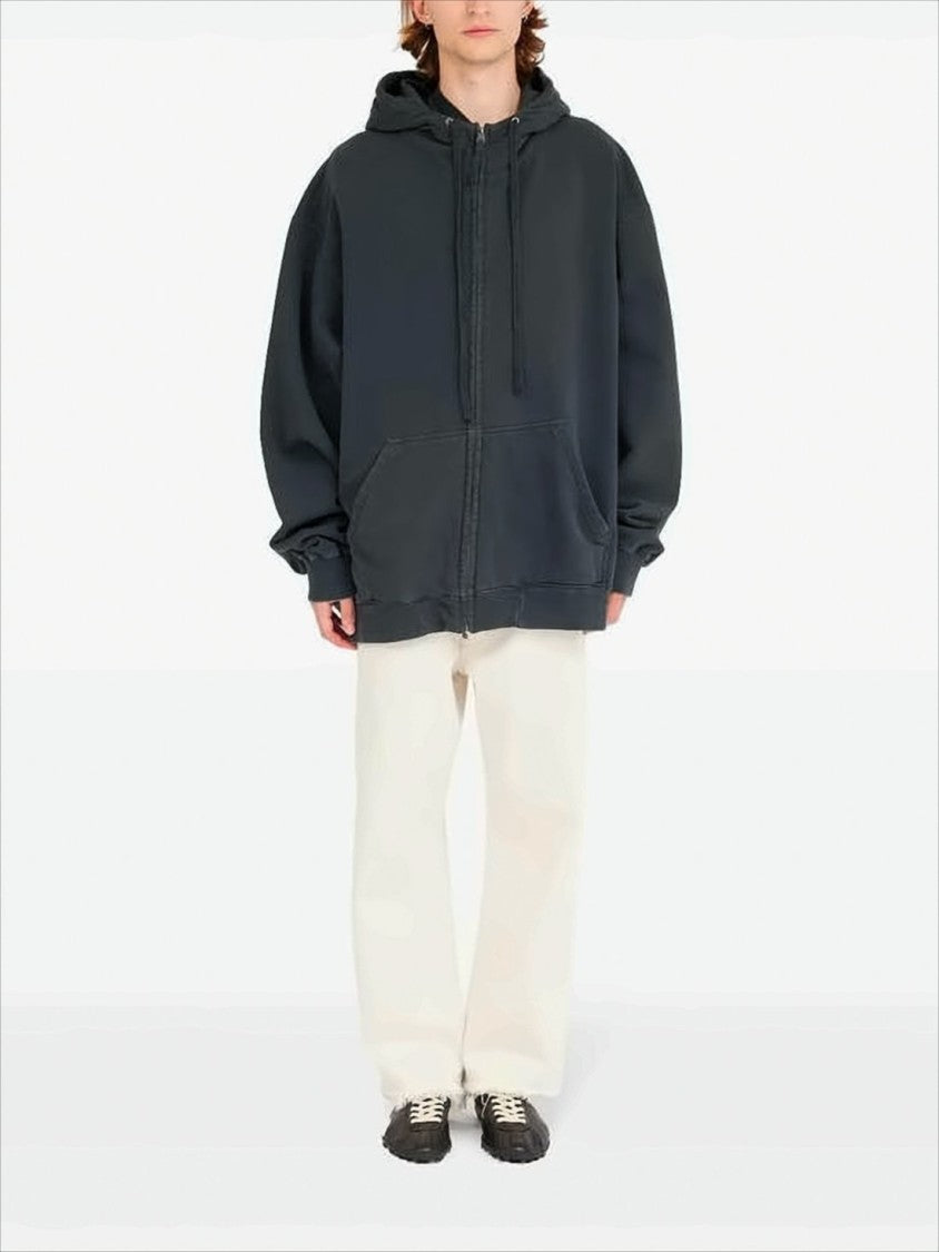 Oversized Zip-Up Hoodie With Relaxed Fit And Drawstring Hood