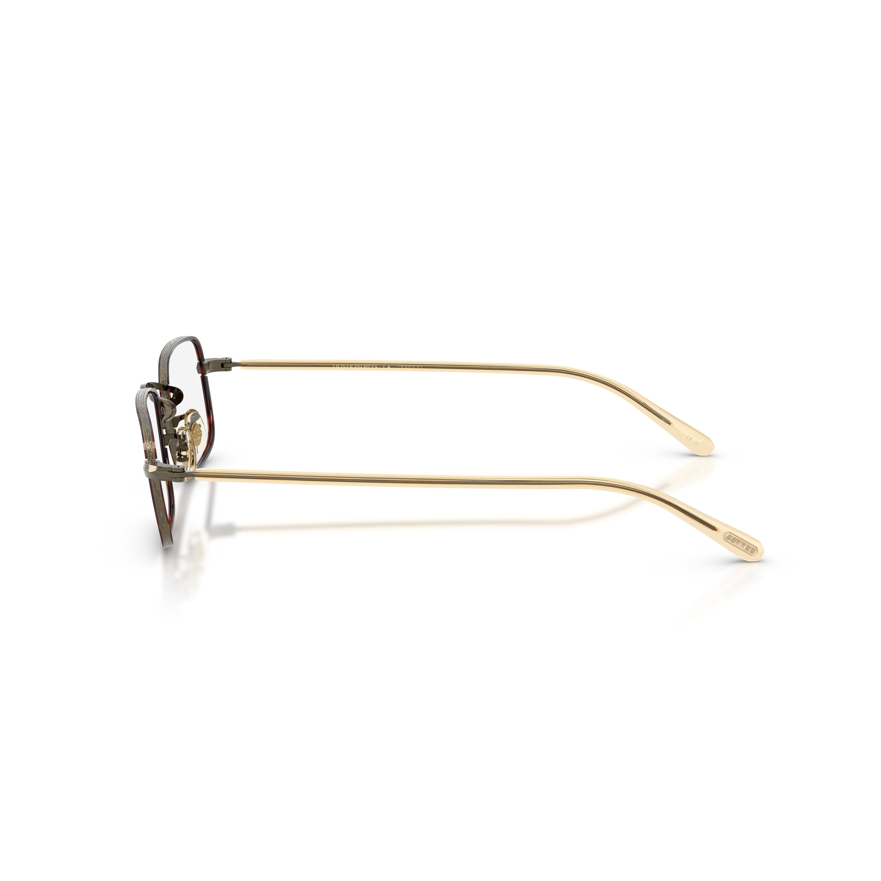 0ov1366t Rectangular Titanium Sunglasses with Gold-tone Temples