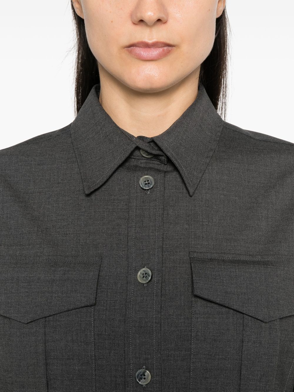 Structured Anthracite Stretch Wool Shirt