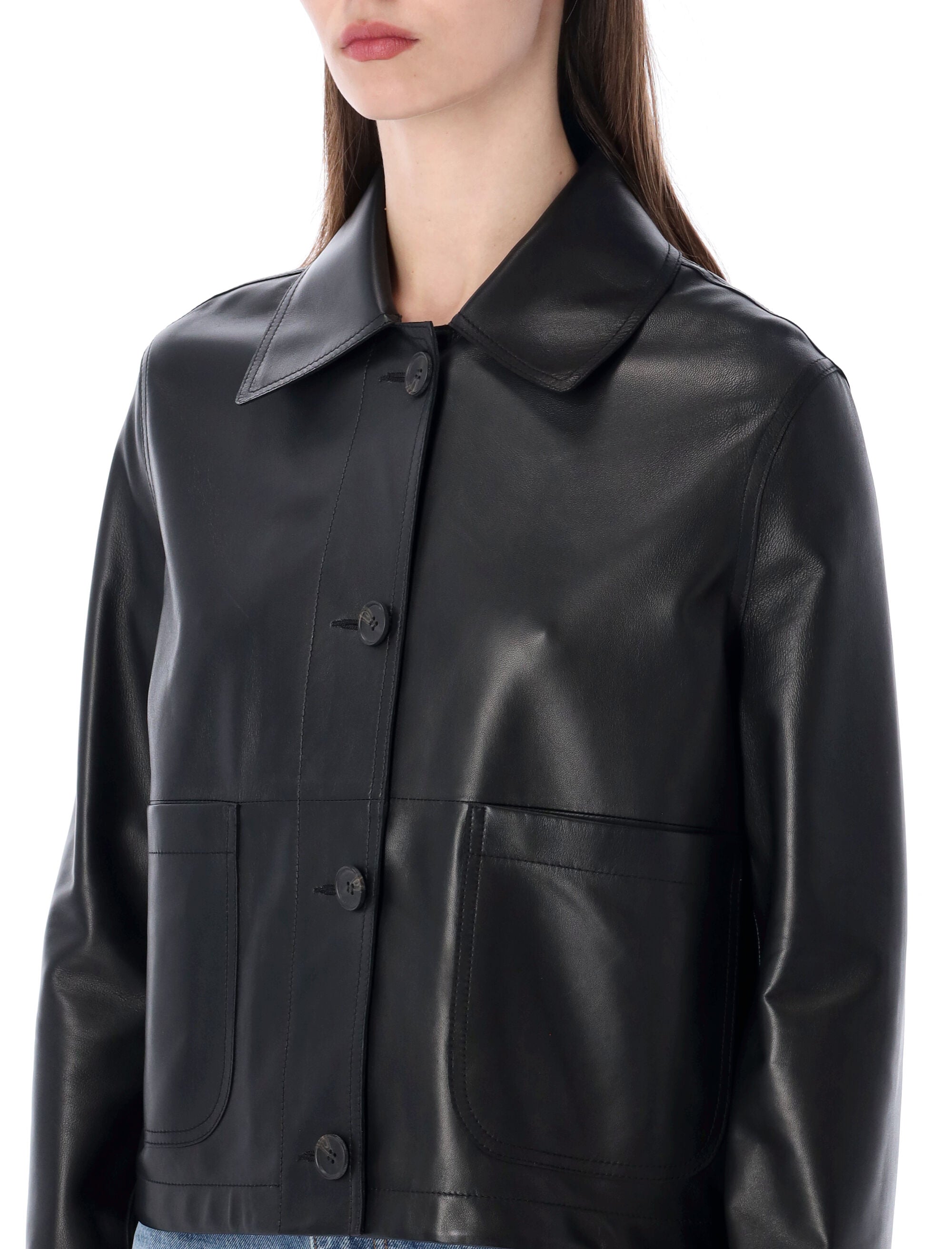 Sword 6.6.44 Nappa Leather Cropped Jacket