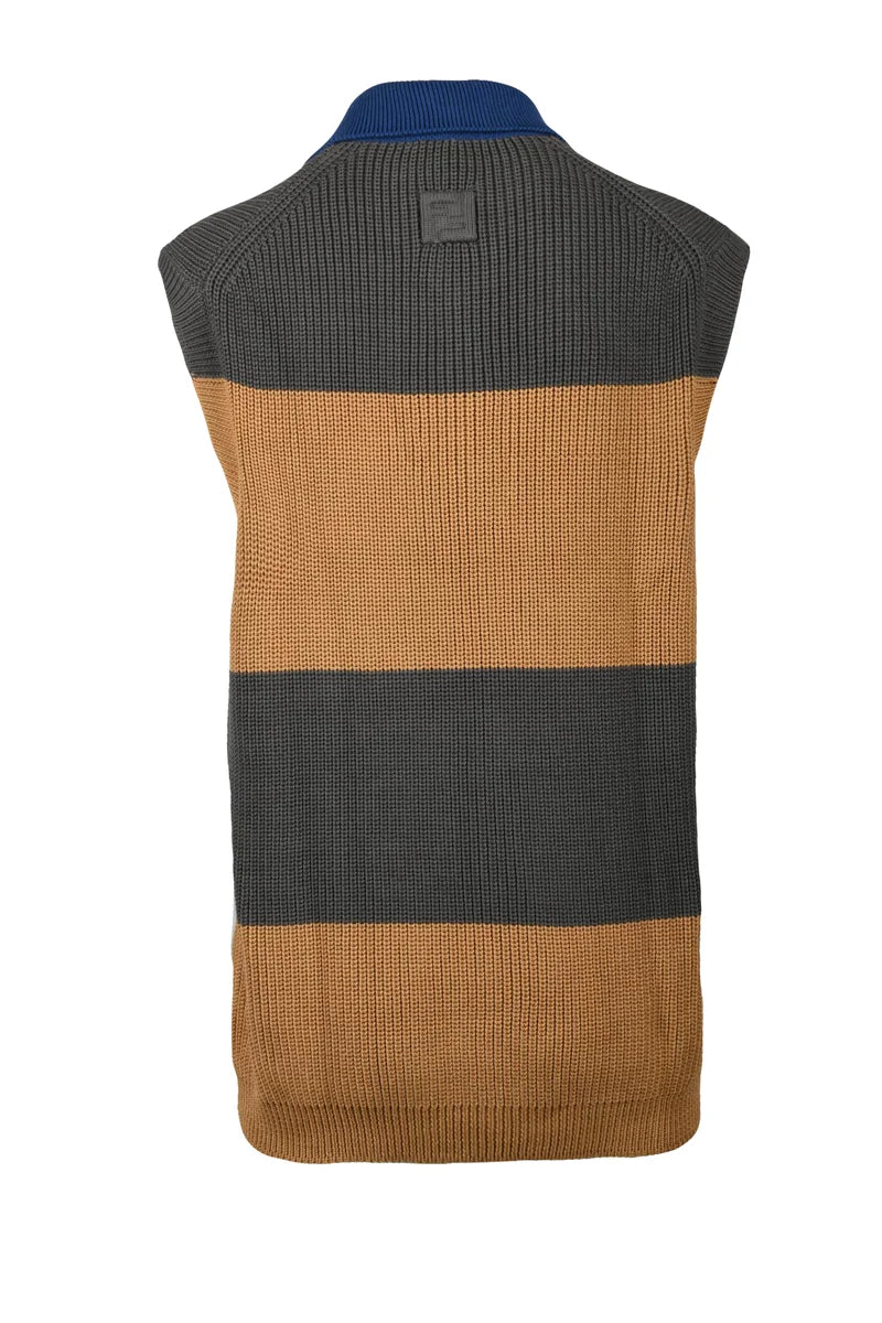 Vest Cotton - Blue/Brown