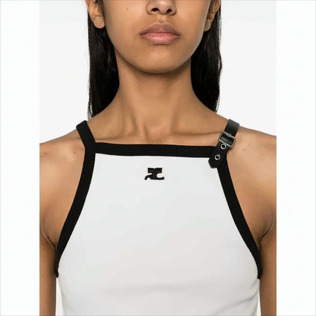 Fitted Sleeveless Top with Contrasting Straps