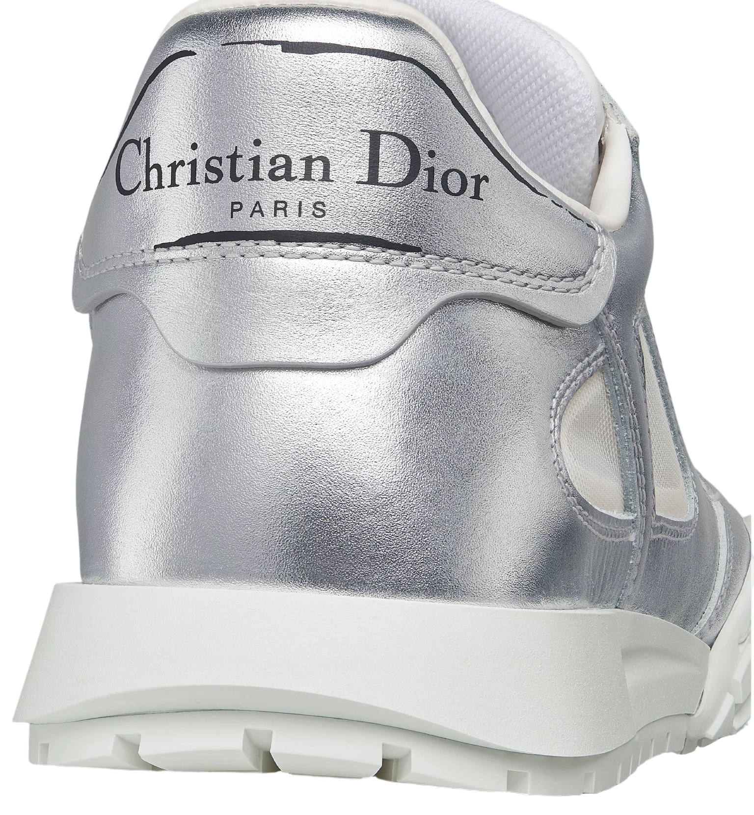 Metallic Silver White Mesh Sneakers