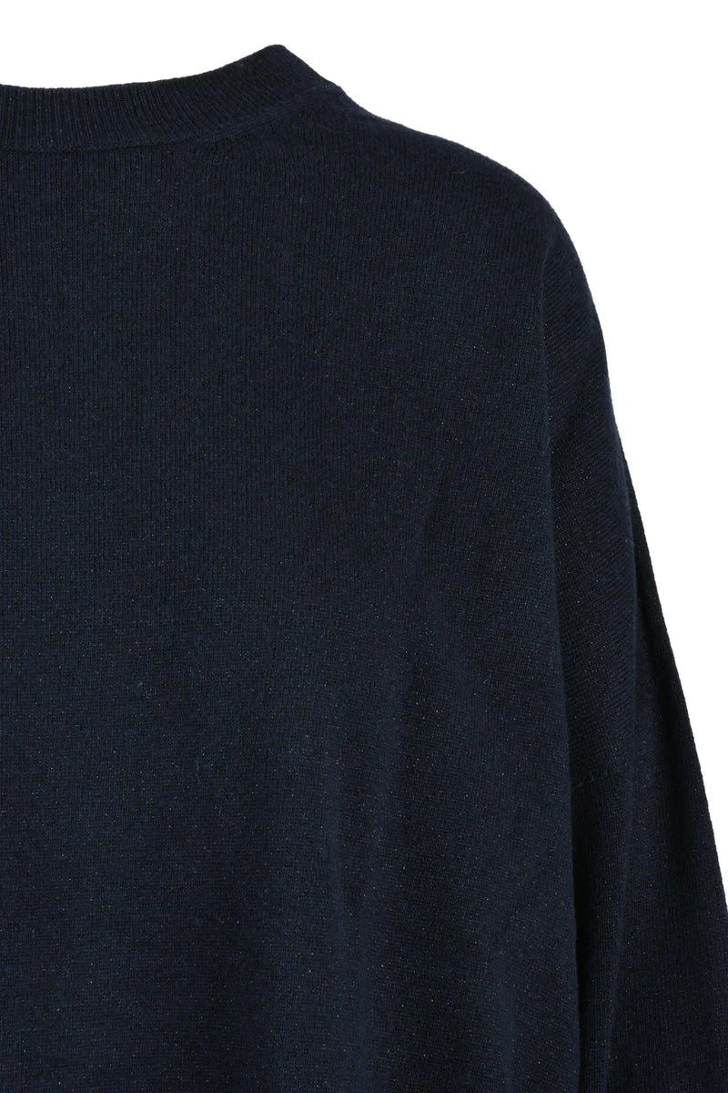 Crew Neck Lamé Sweater - Blue