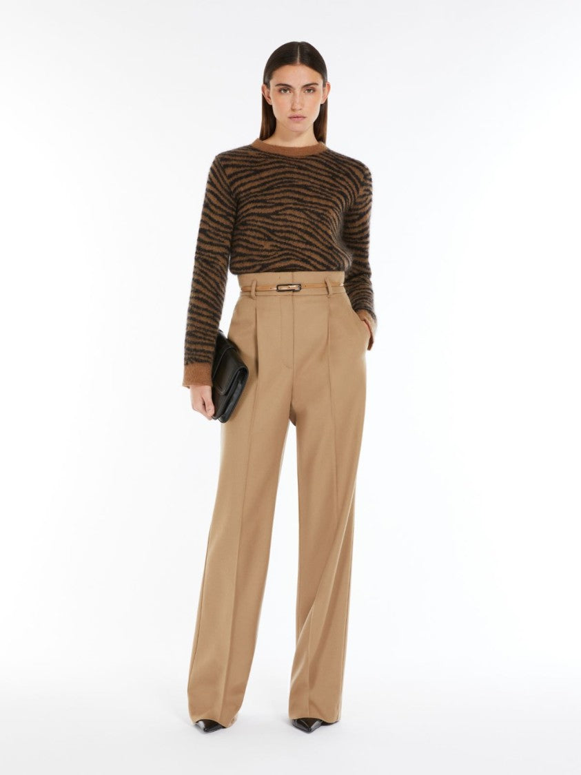 High-Waisted Wool Crêpe Trousers With Front Pleats