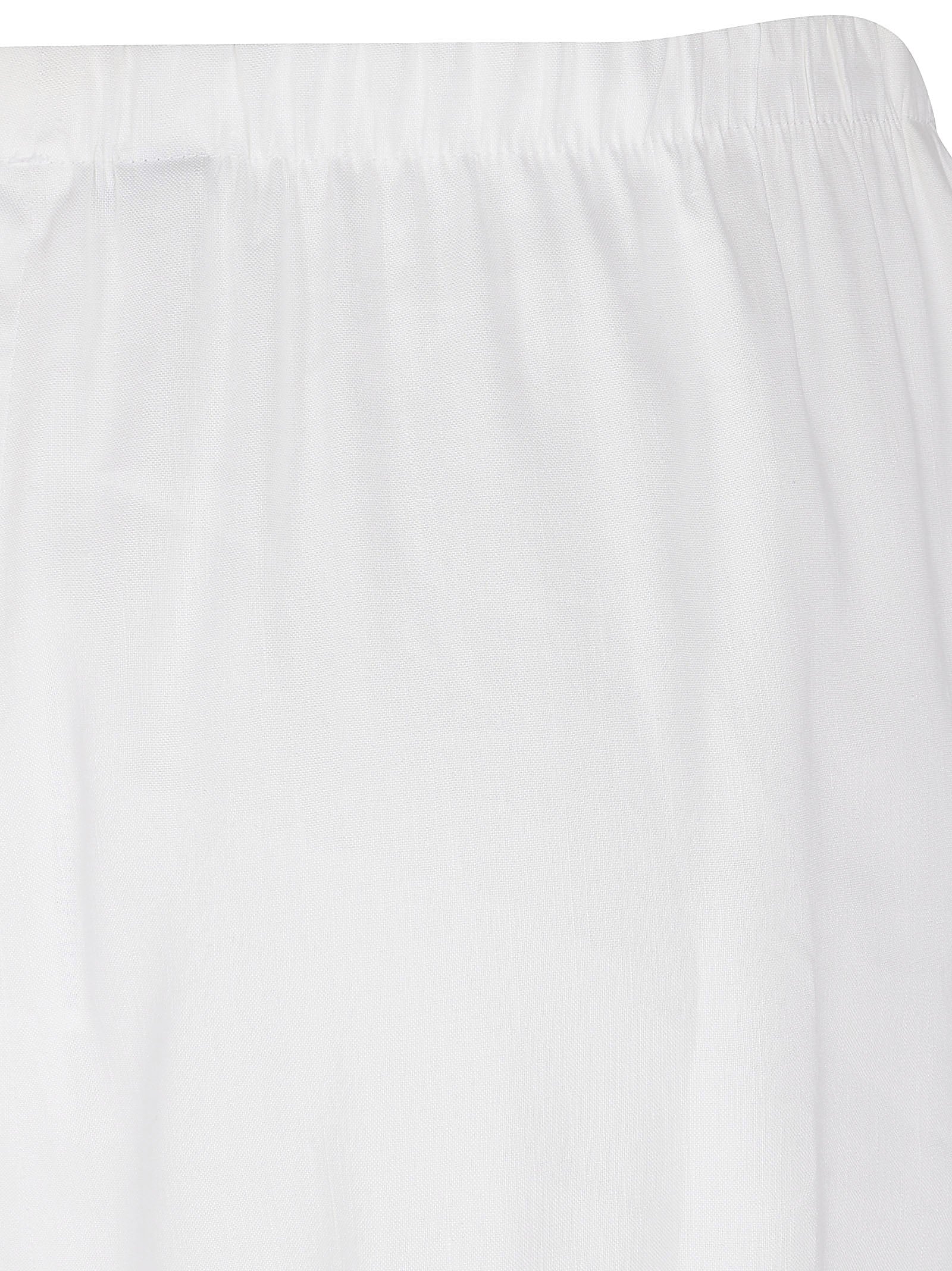 Wide-Leg Trousers in Linen Blend Jersey with Gathered Waistband