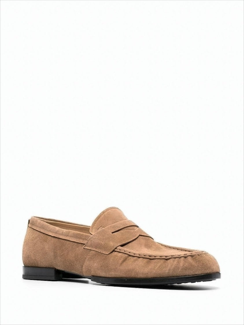 Smooth Suede Loafers with Rounded Toe and Subtle Strap
