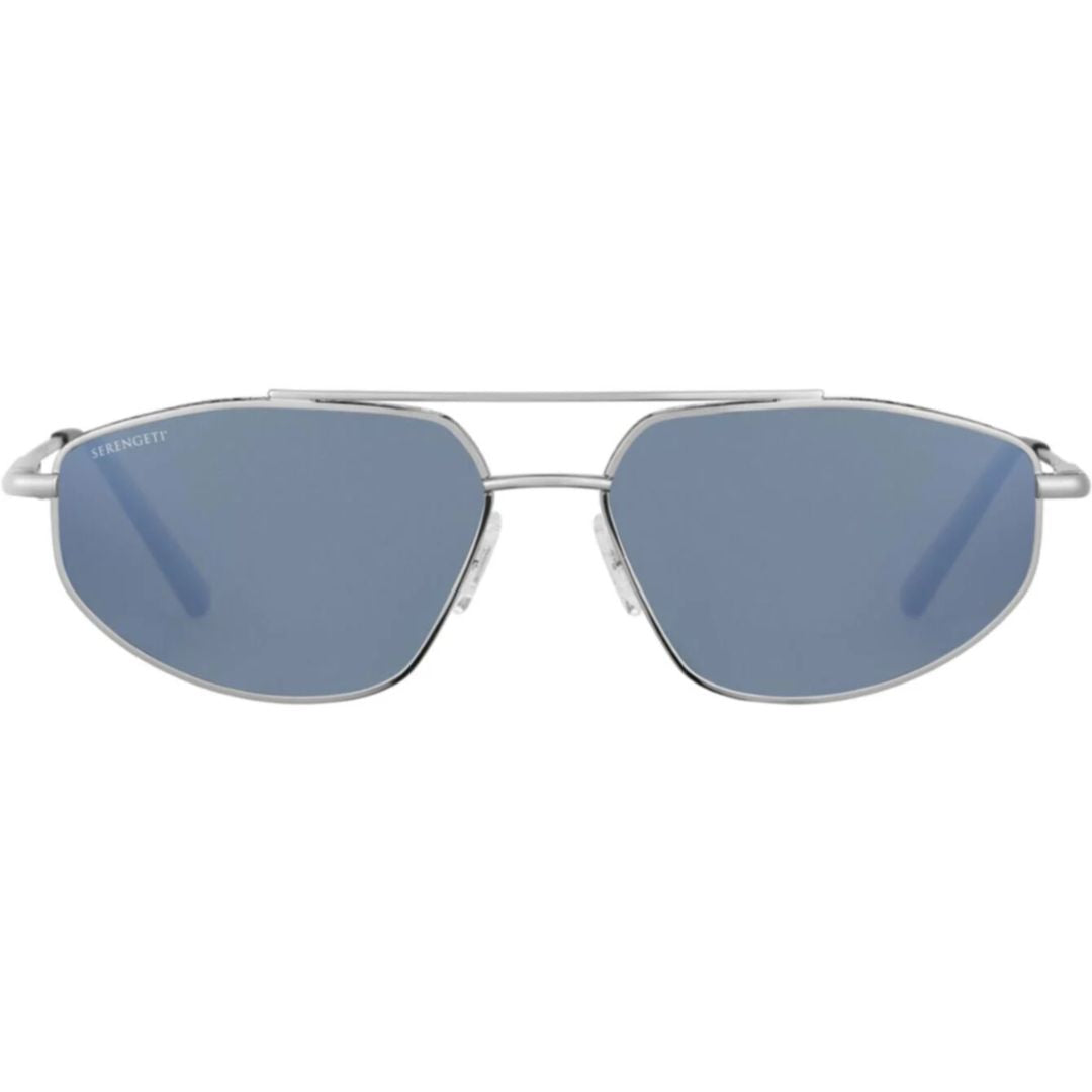 Marlon Angular Metal Frame Sunglasses with Reflective Blue Lenses