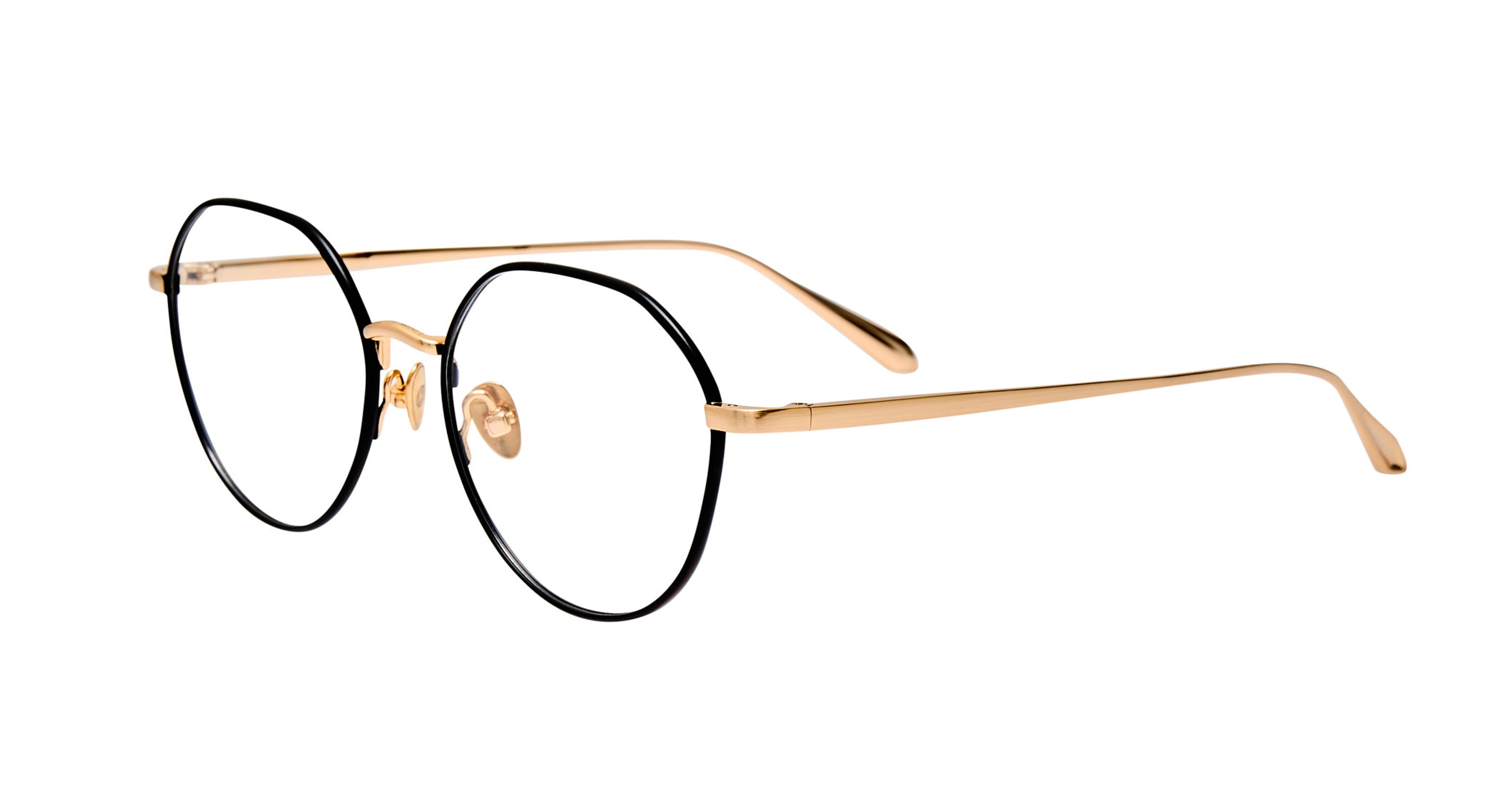 Lfl Round Frame Eyeglasses with Gold-tone Titanium Temples