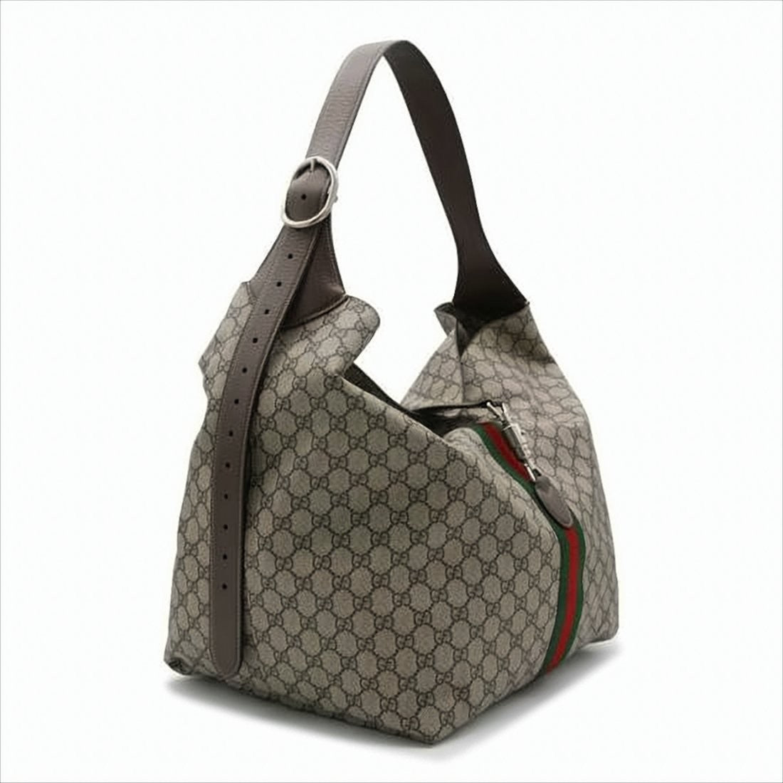 Beige Monogram Shoulder Bag with Red