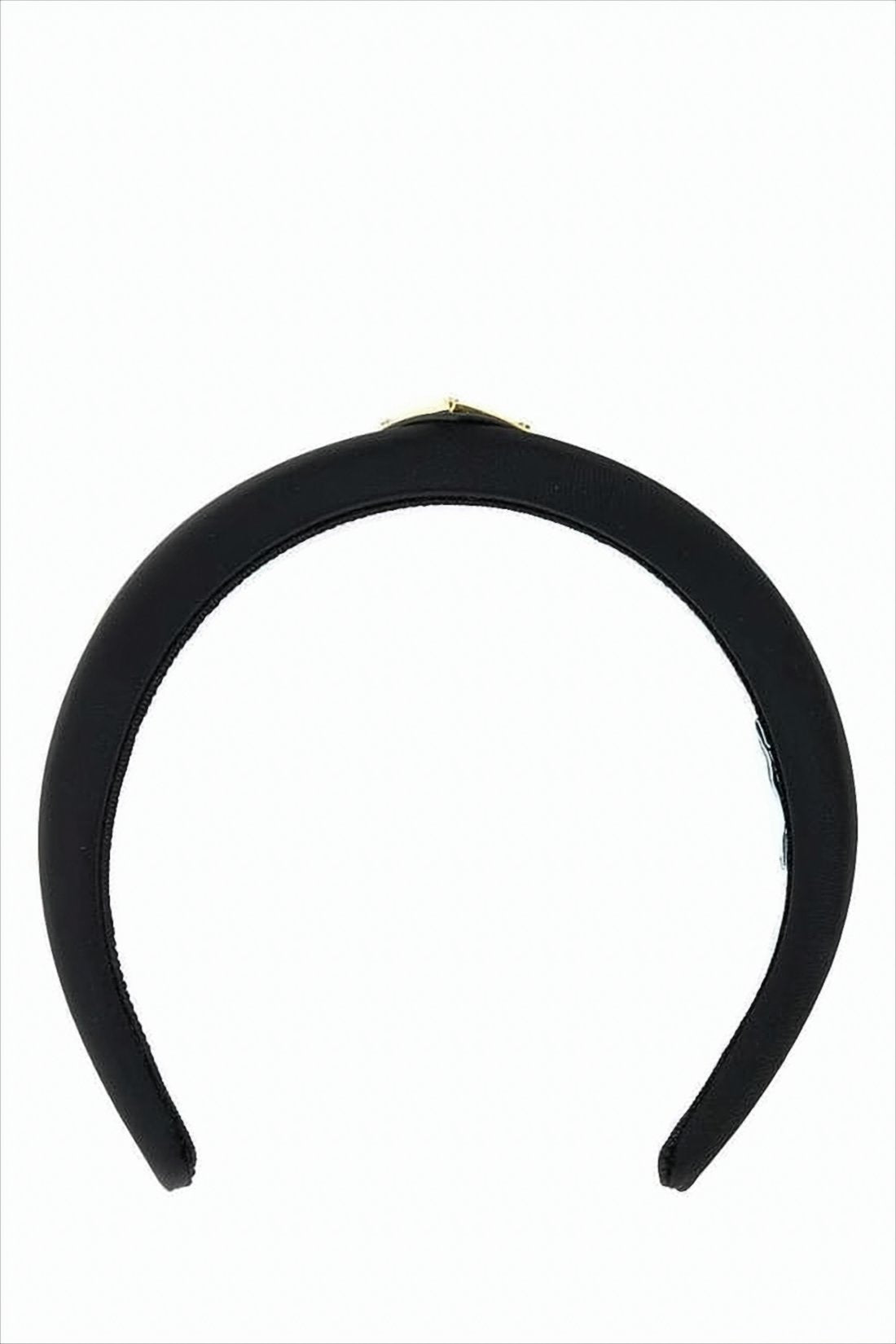Sleek Padded Headband with Triangular Metal Logo