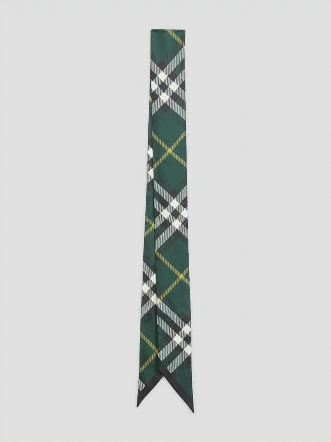 Plaid Silk Scarf with Pointed Ends