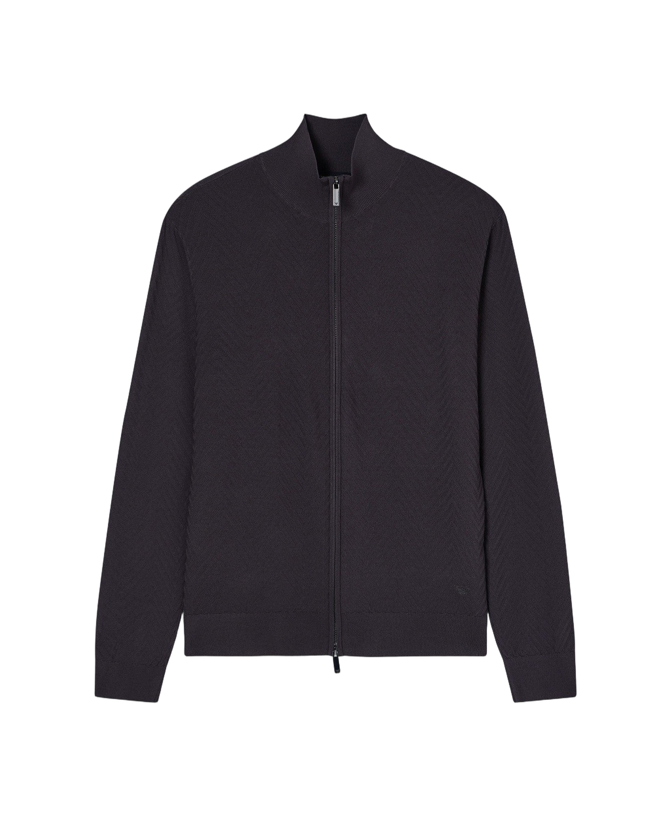 Chevron Stitch Pullover With Full Zip Closure