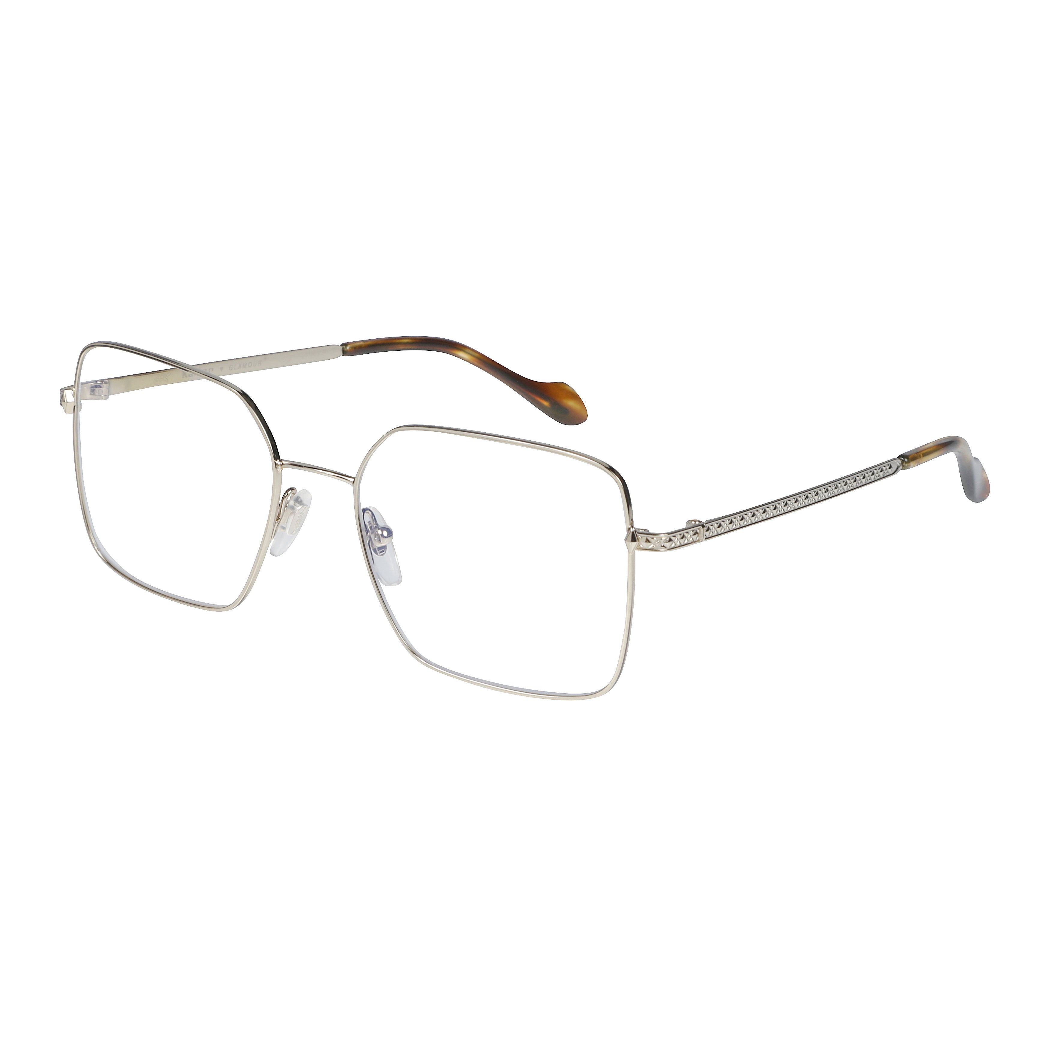 Irys-V Geometric Square Eyeglasses with Silver Metal Frame