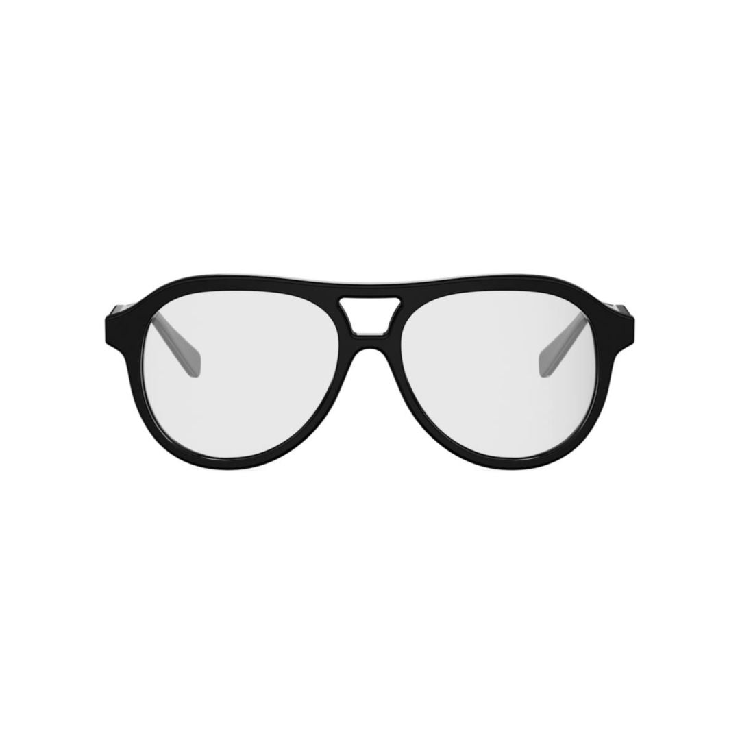 Double-Bridge Black Frame Aviator Sunglasses