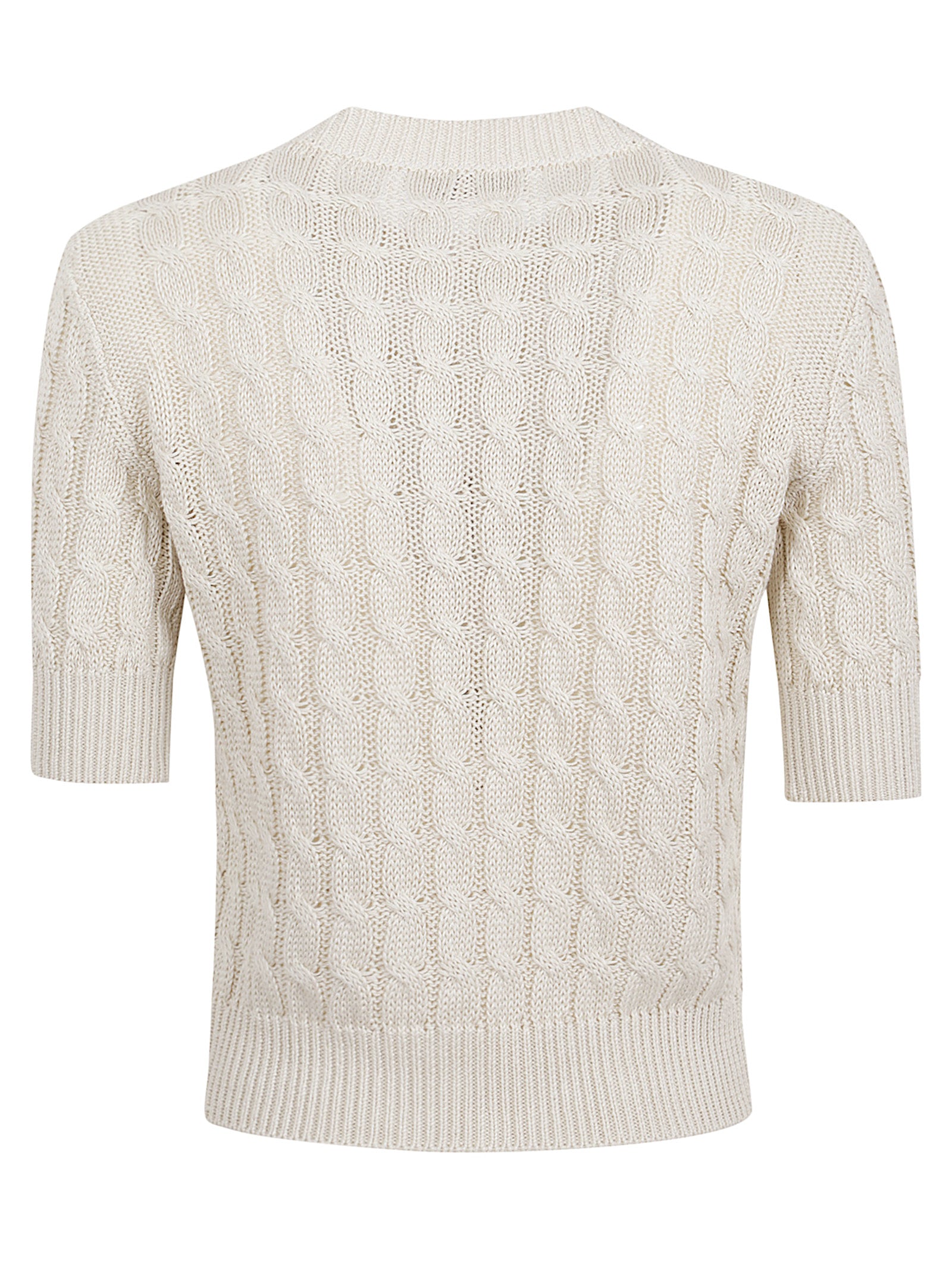 Textured Pure Linen Sweater with Cable Knit Design