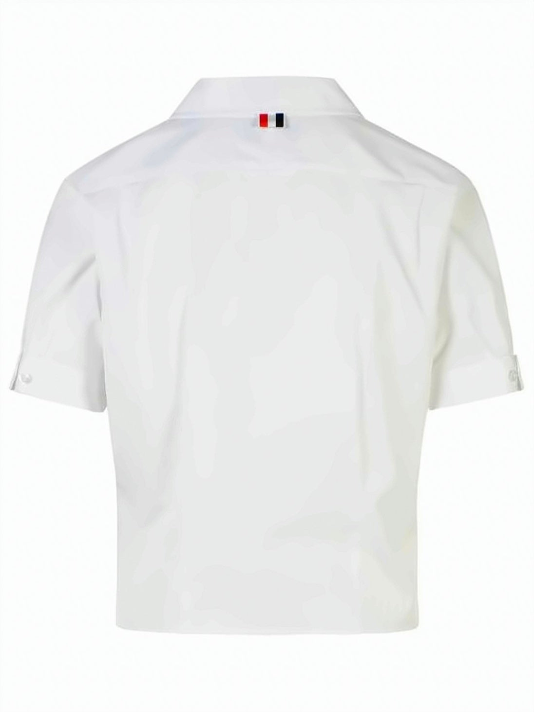 Short-Sleeved White Blouse with Classic Collar