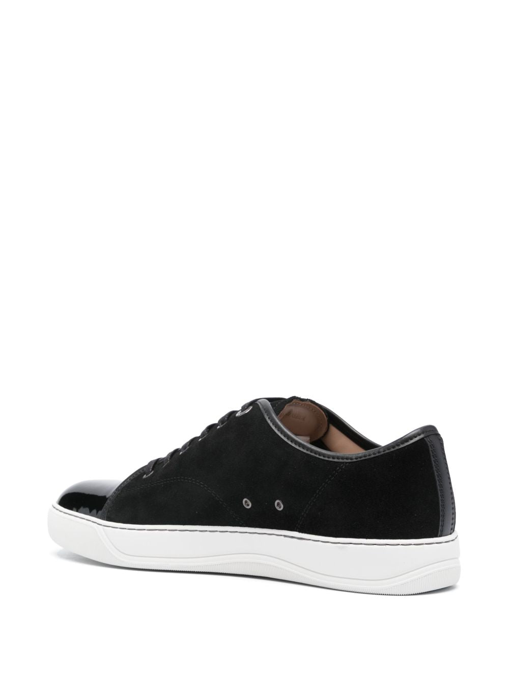 Round Toe Patent Finish Black Sneakers