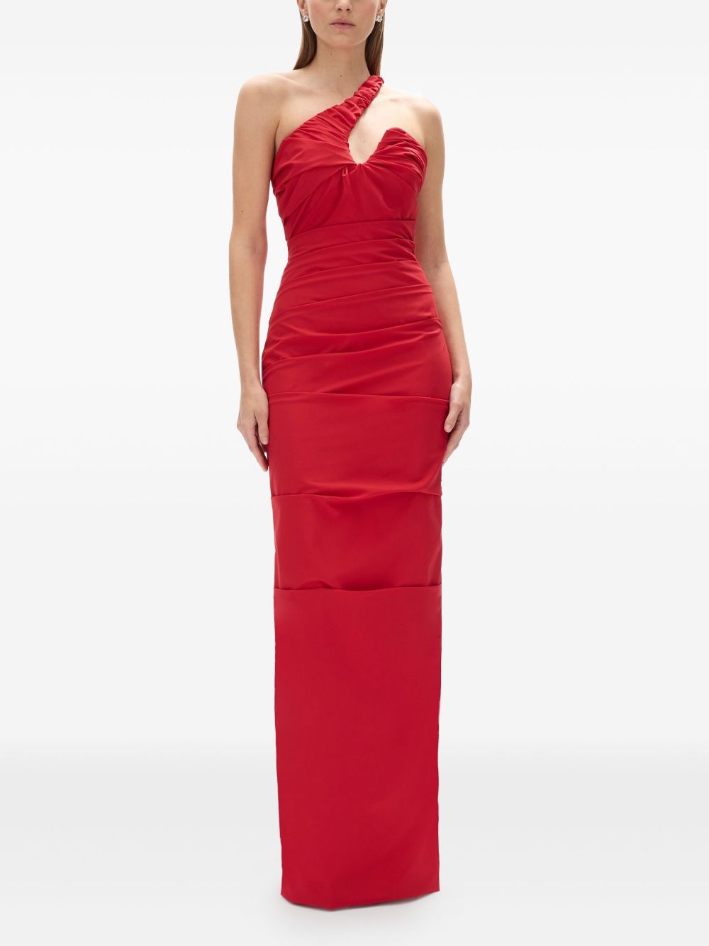One-Shoulder Column Dress with Draped Detailing