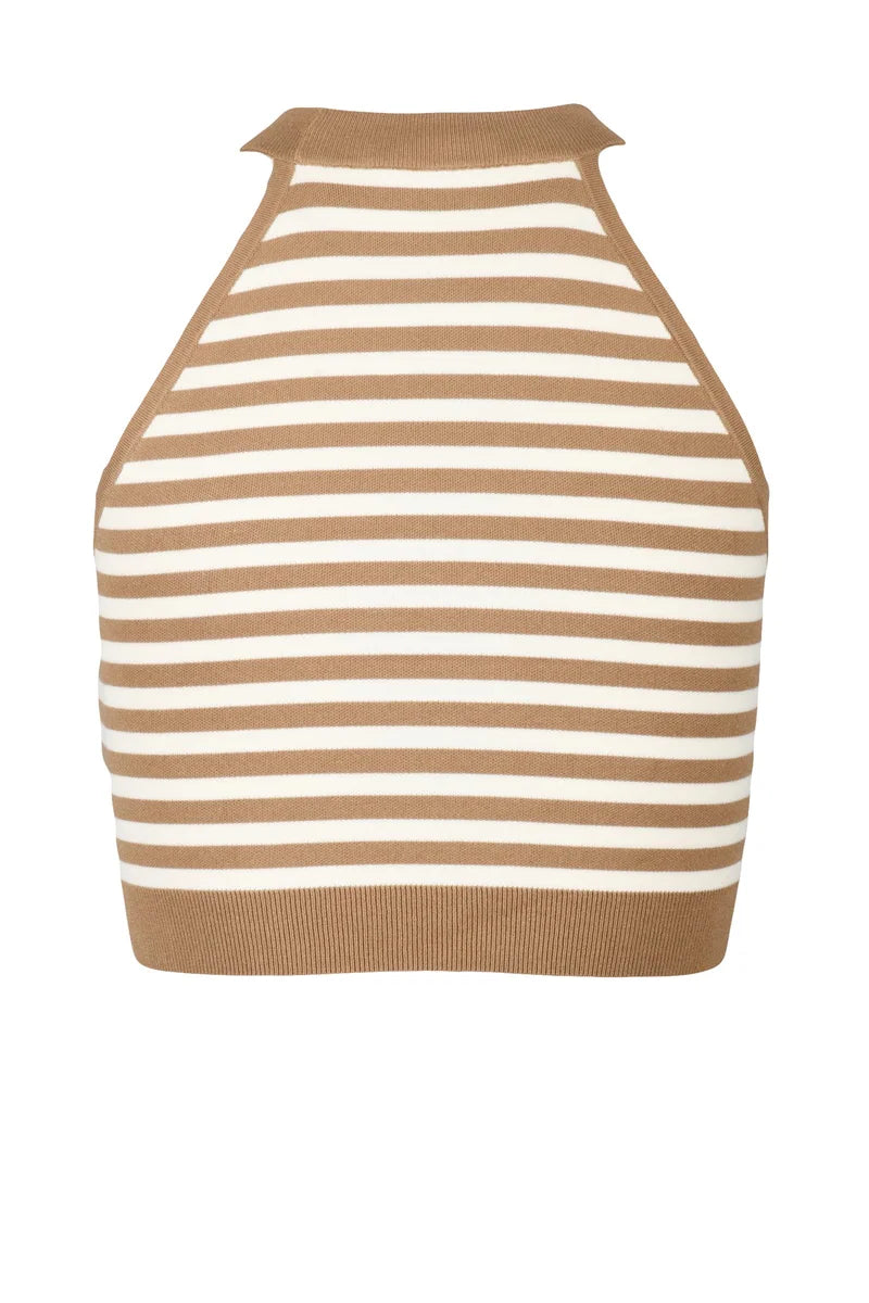 Tenna Viscose Blend Top - White/Beige