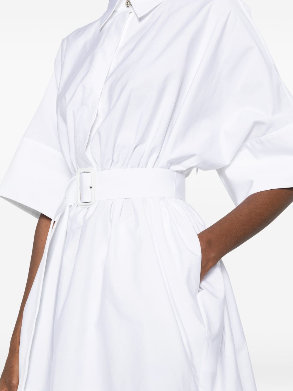 Oversized White Silk and Nylon Dress
