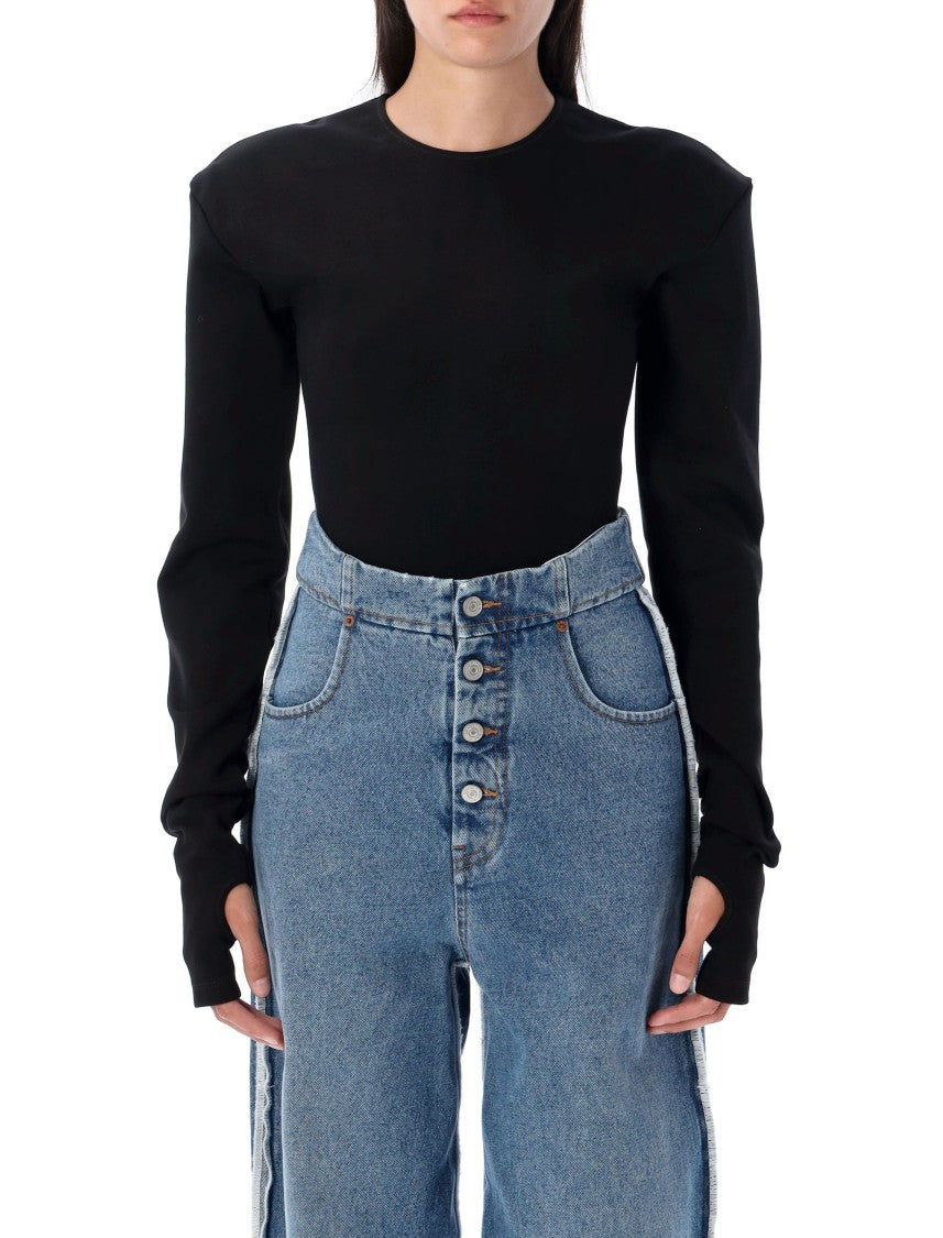 Long-Sleeved Fitted Bodysuit With Discreet Closure