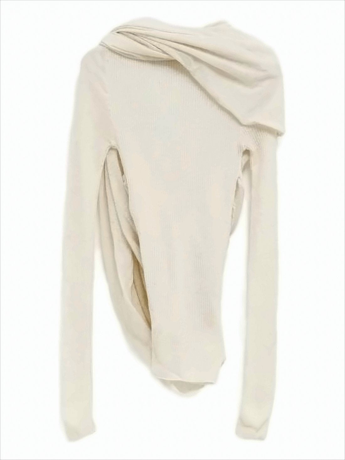 Draped Cowl Neck Sweater in Textured Knit