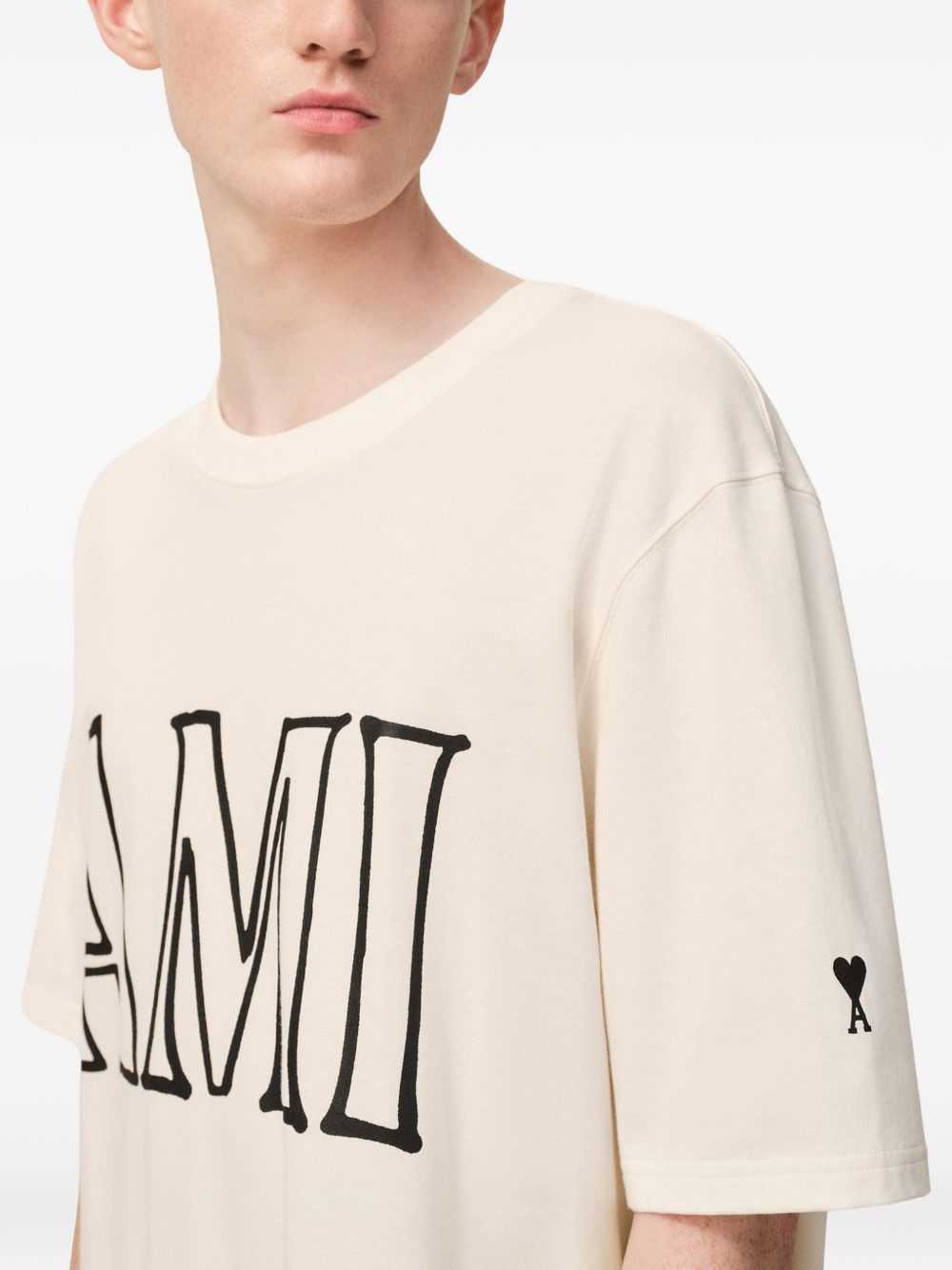 Relaxed Fit Cream Graphic T-Shirt With Bold Text