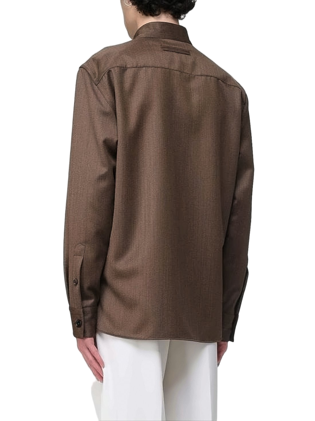 Structured Long-Sleeve Wool Shirt