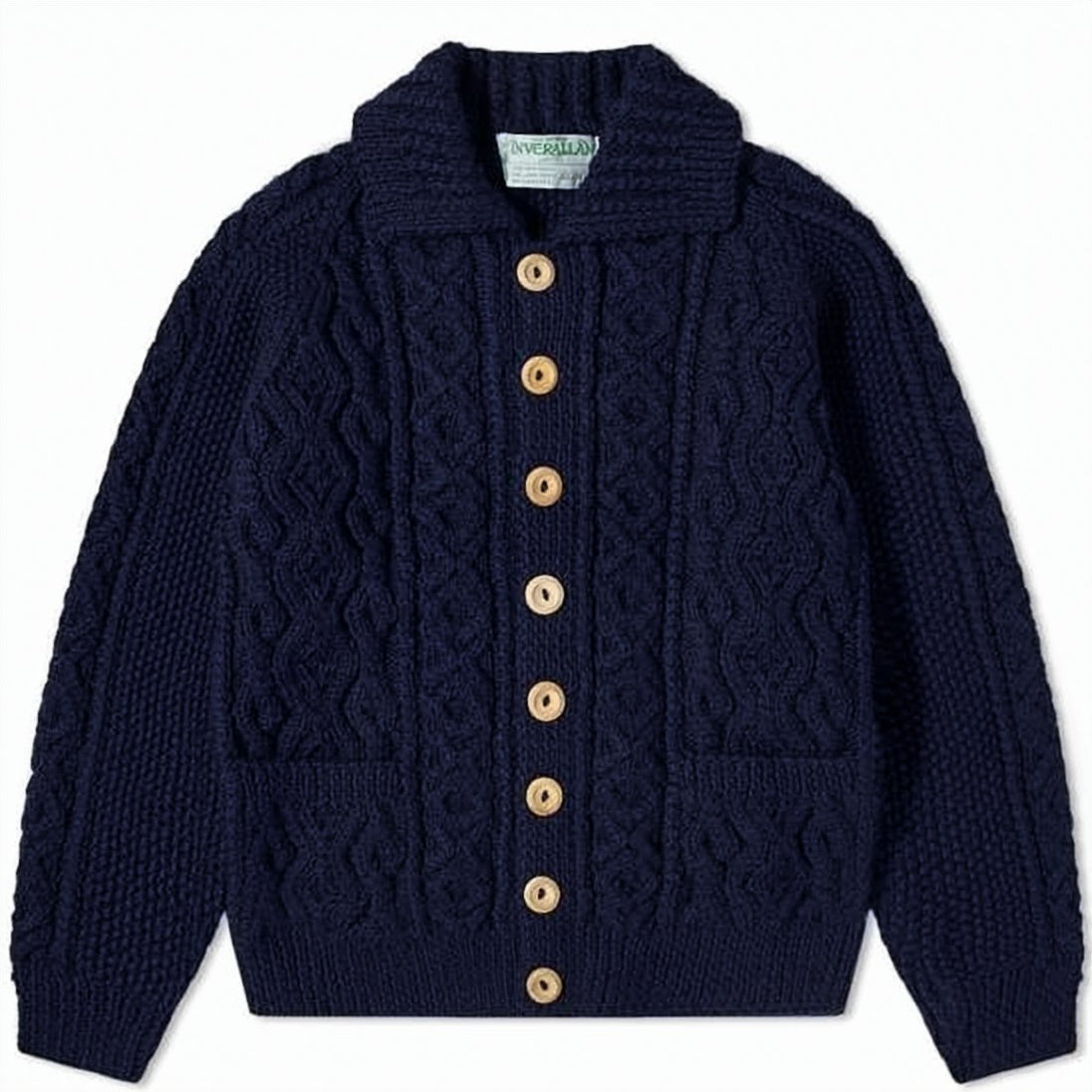 Intricate Cable Knit Cardigan With Wooden Buttons