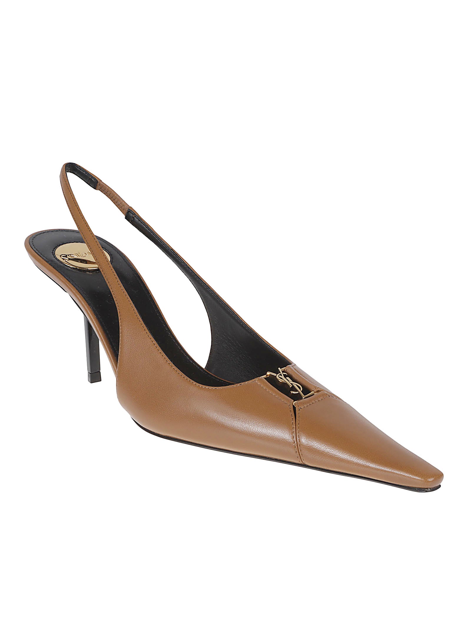 Pointed-Toe Slingback Shoe with Stiletto Heel and Cut-Out Design