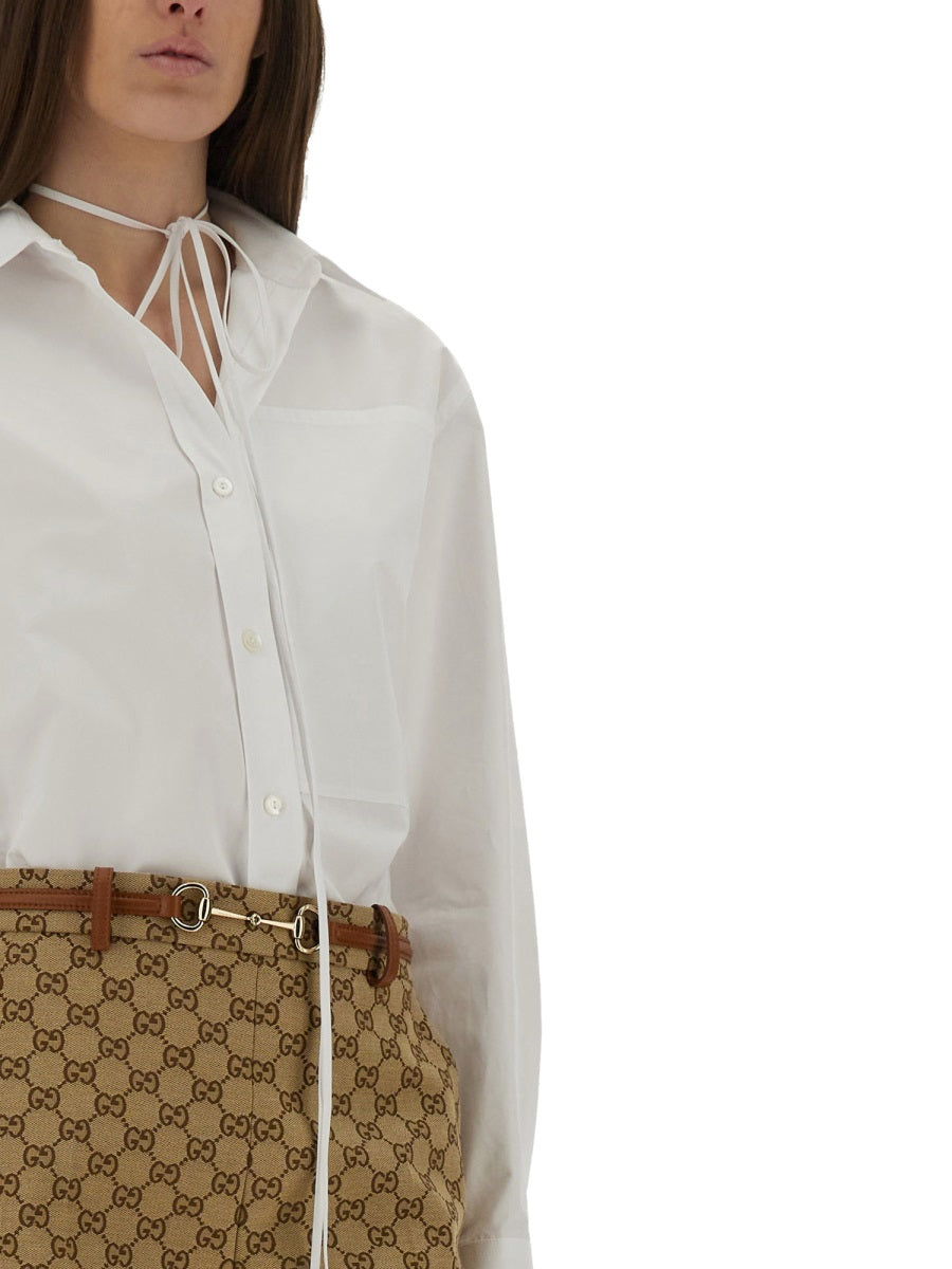 Cotton Poplin Shirt with Classic Button-Down Design
