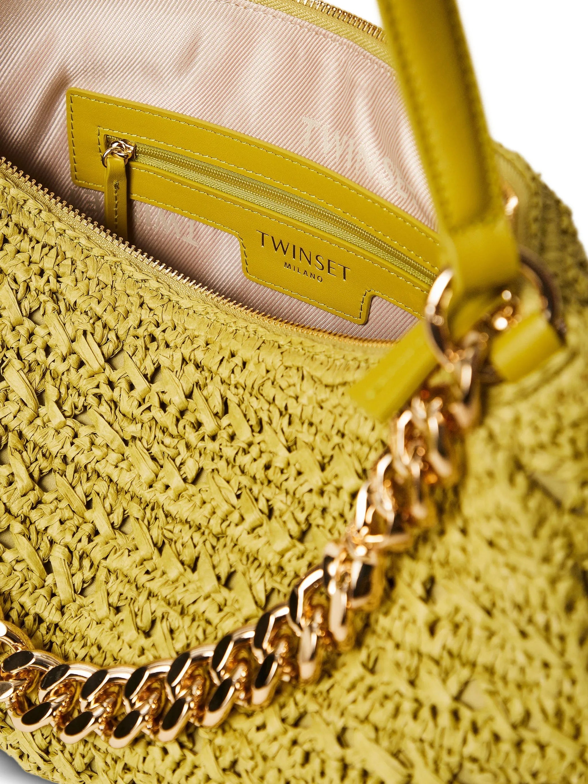 Mustard Yellow Textured Woven Shoulder Bag