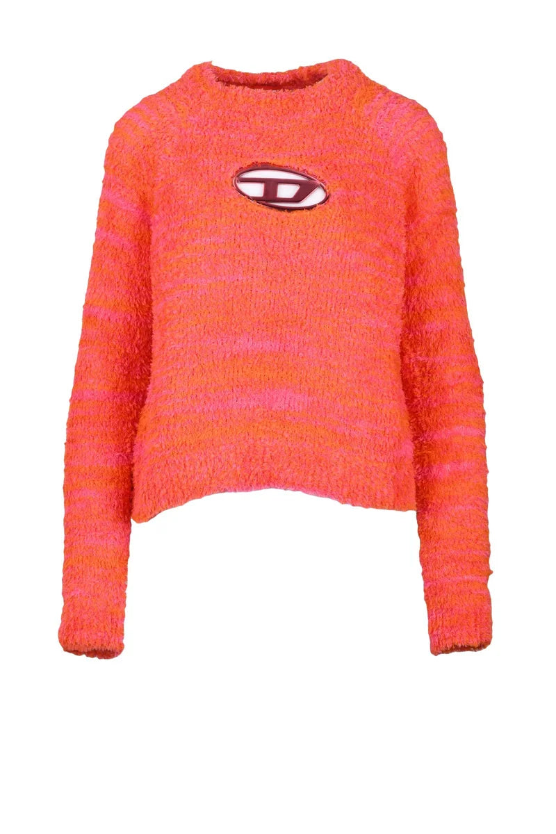 Sponge Color Block Sweater - Fuchsia/Orange