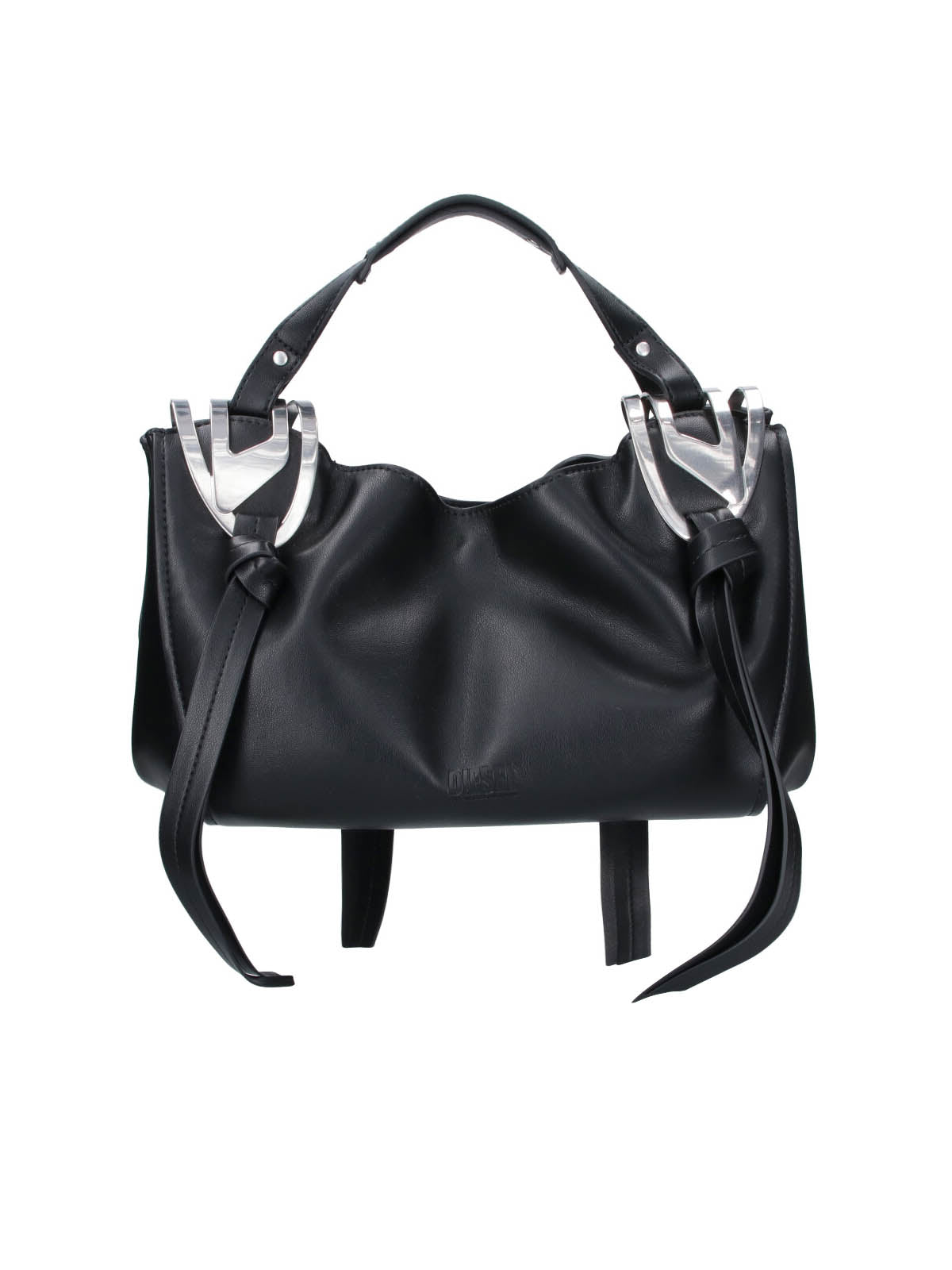 Black KNOT-D Top Handle Faux Handbag