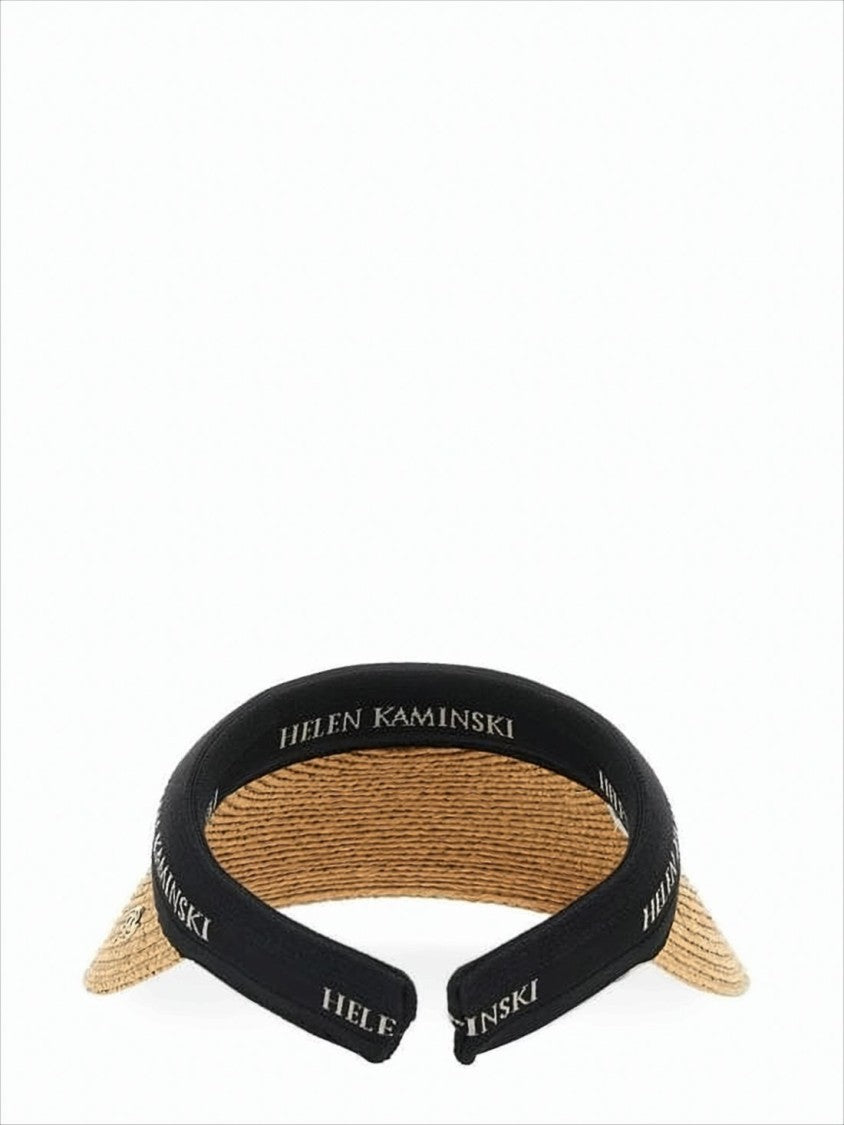 Natural Raffia Visor With Black Brand Band
