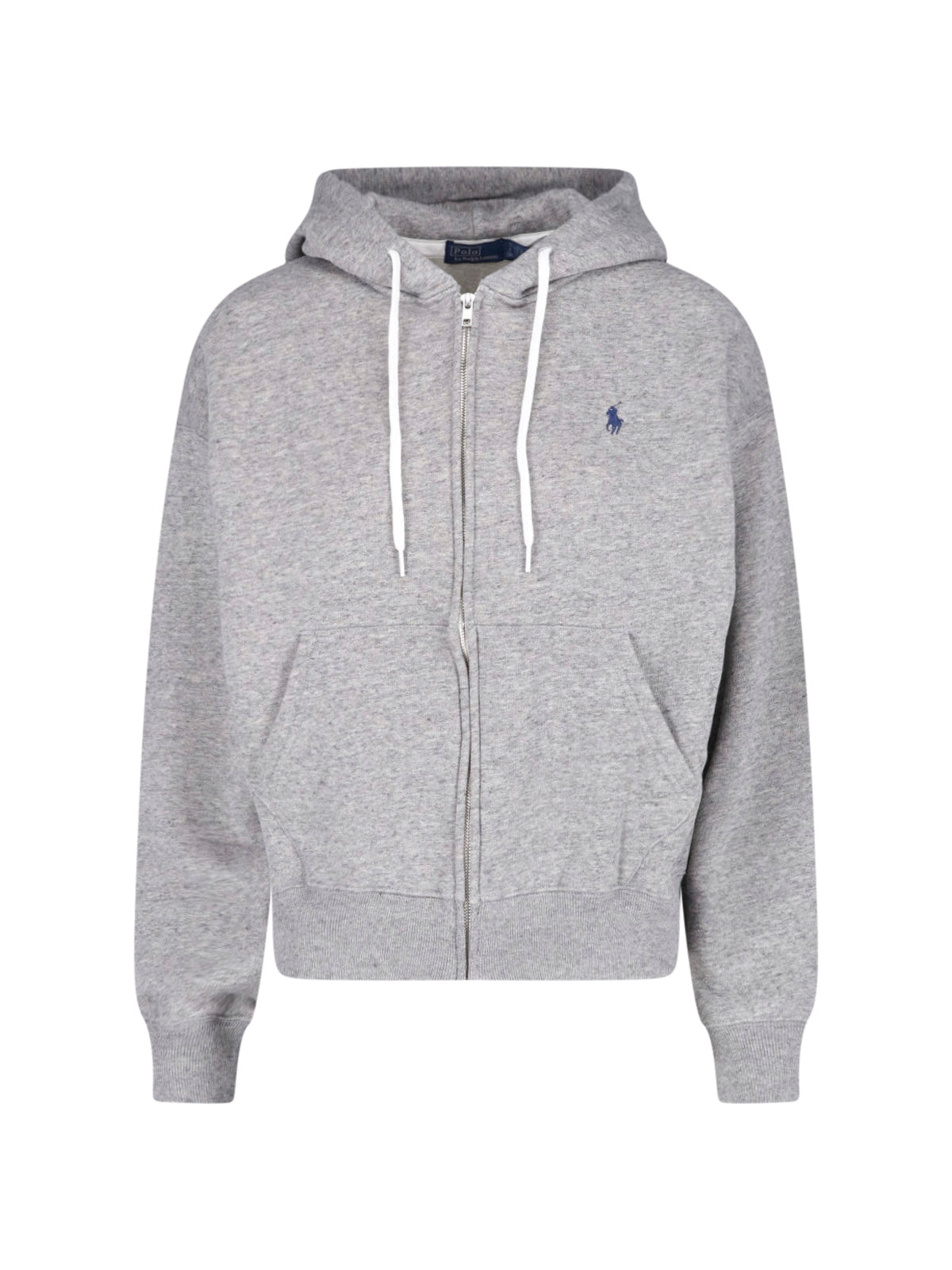 Grey Cropped Zip-Up Hoodie Logo Sweater