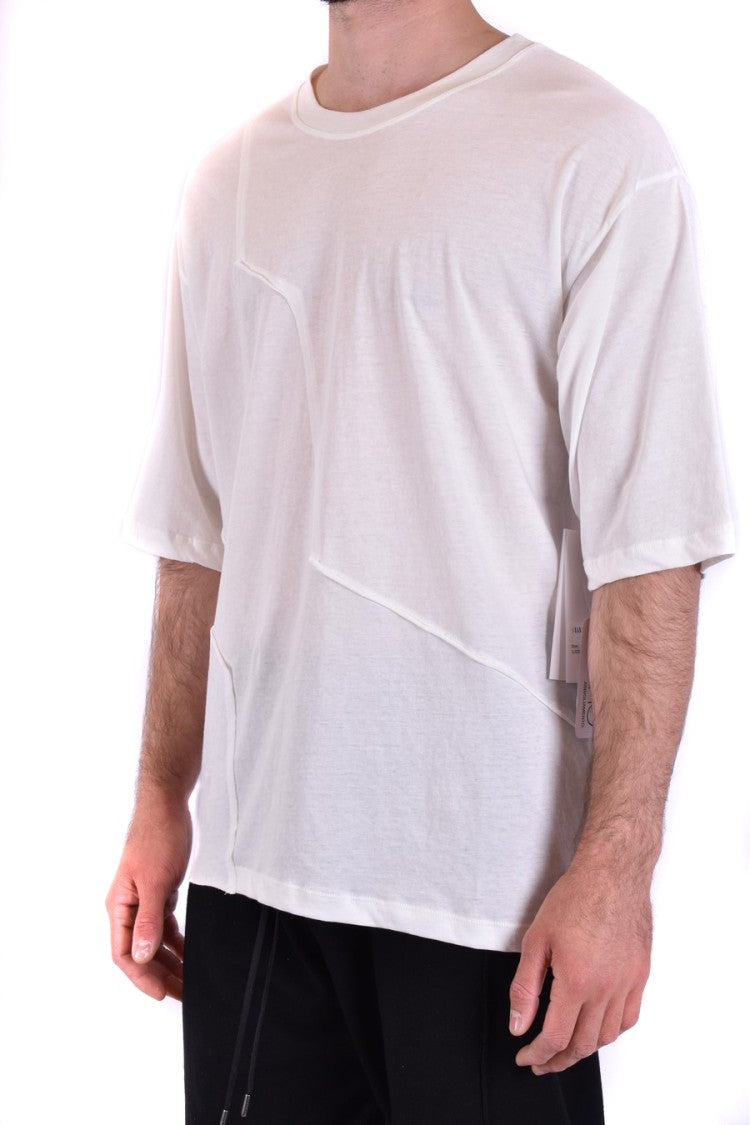 Irregular Seam White Cotton T-Shirt
