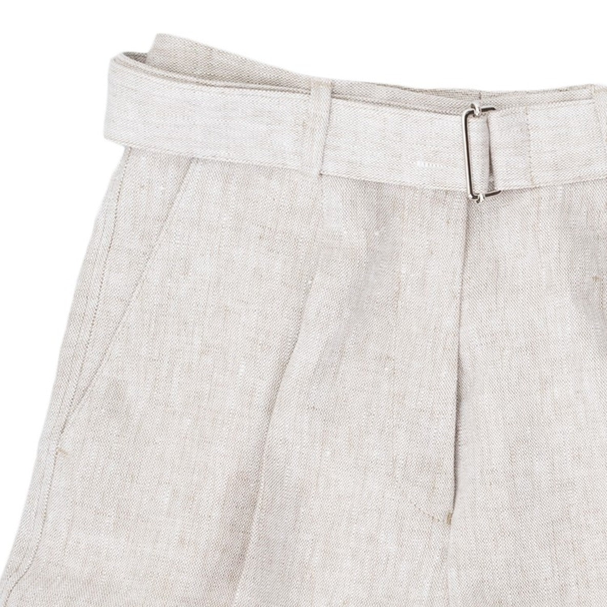 High-Waisted Beige Shorts With Permanent Pleat