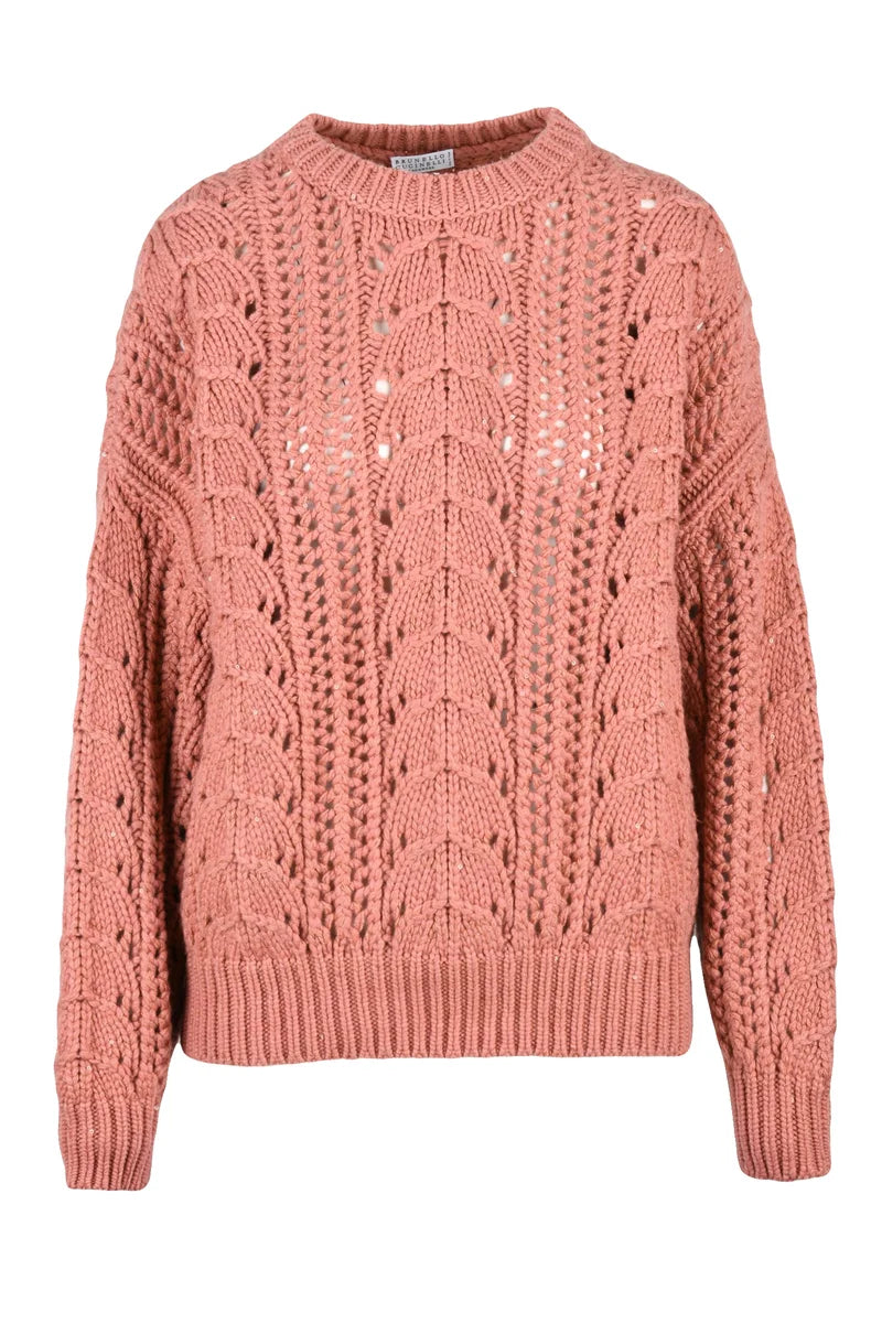 Sequin Cashmere Silk Sweater - Pink
