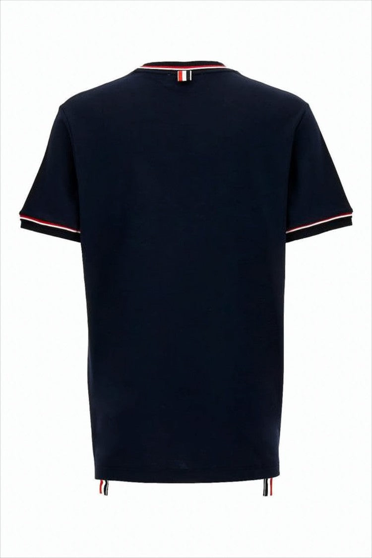 Boxy-Fit Cotton T-Shirt with Contrasting Trim and Button Details