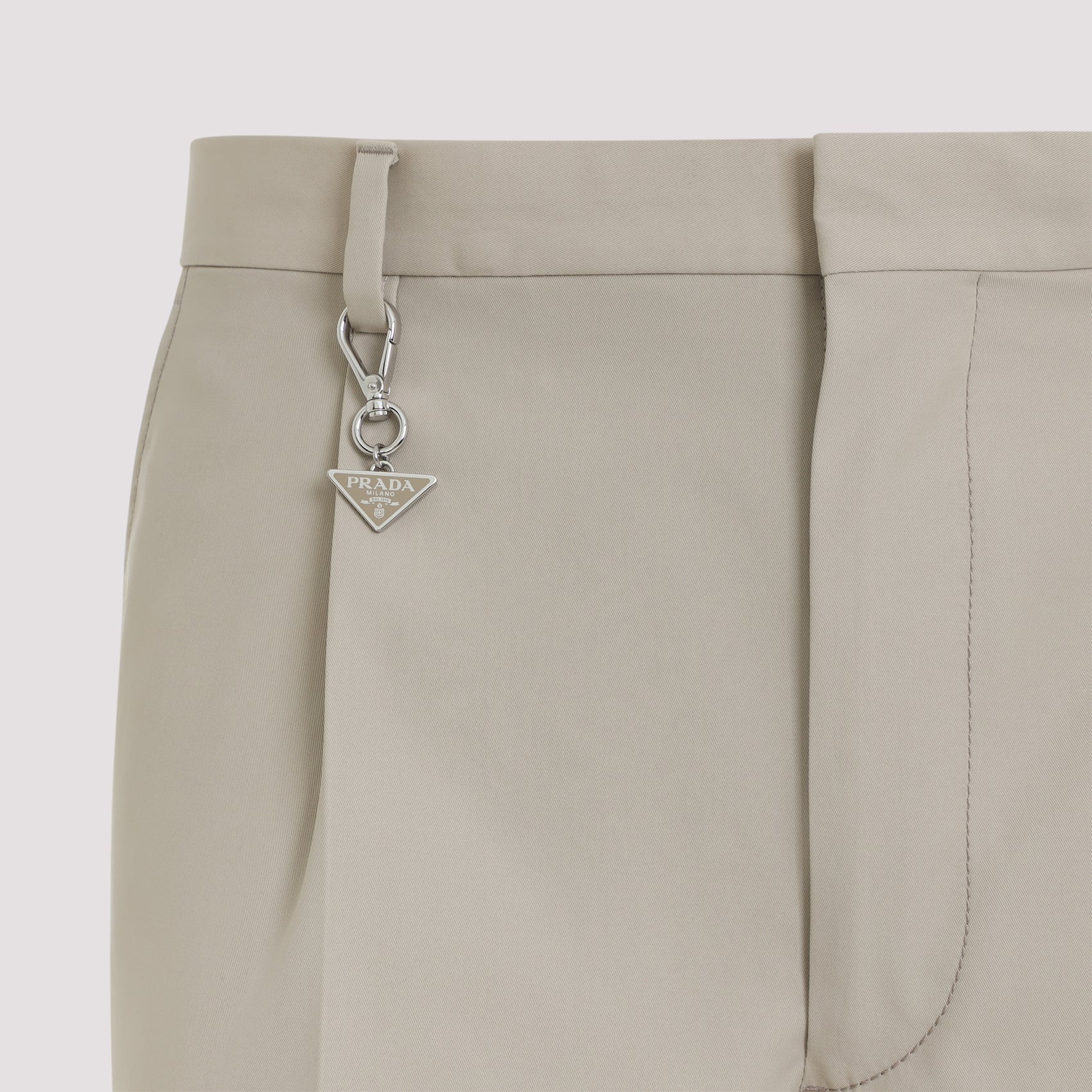 Straight Leg Beige Cotton Trousers