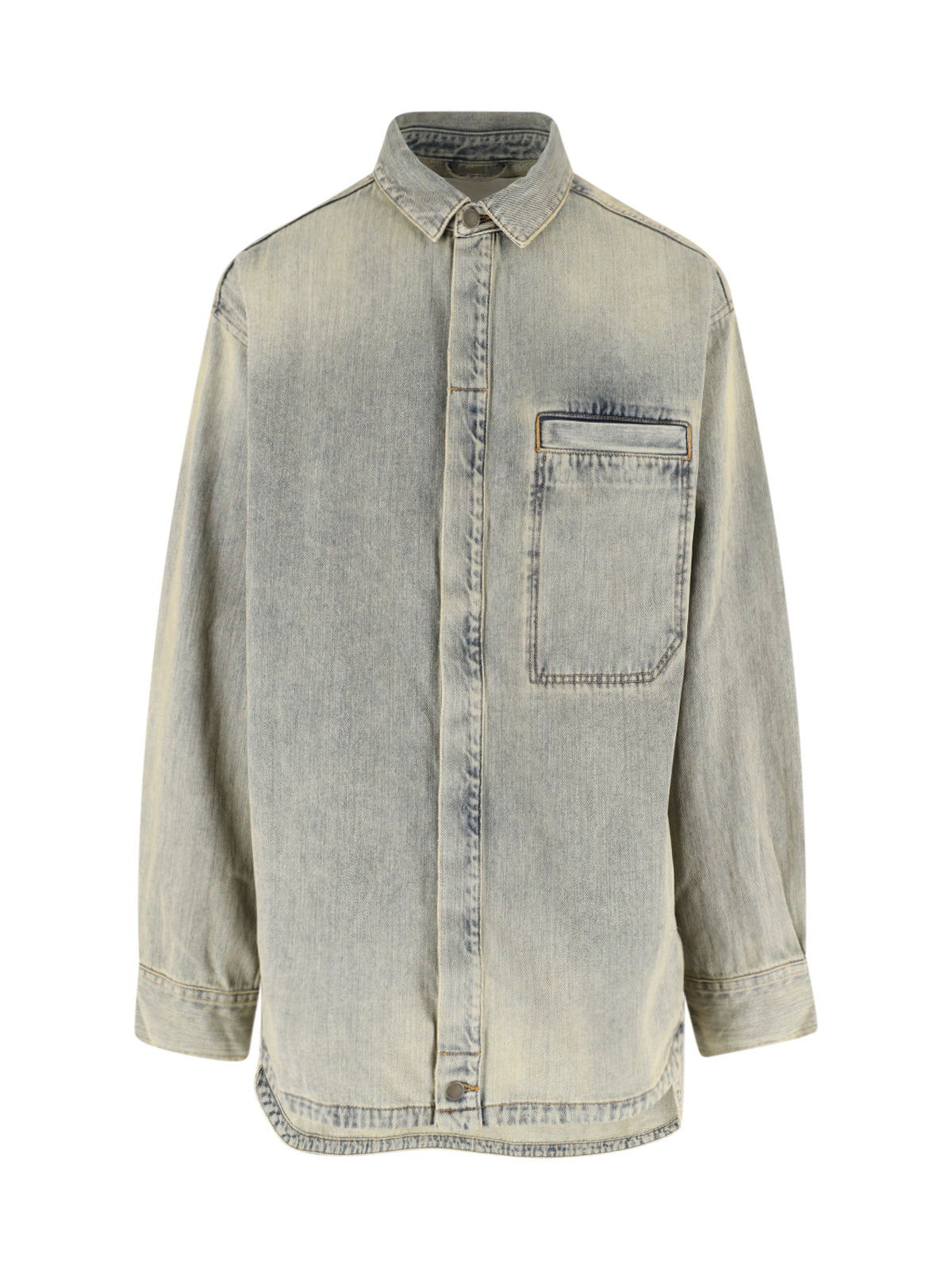 Grey Relaxed Washed Denim Shirt