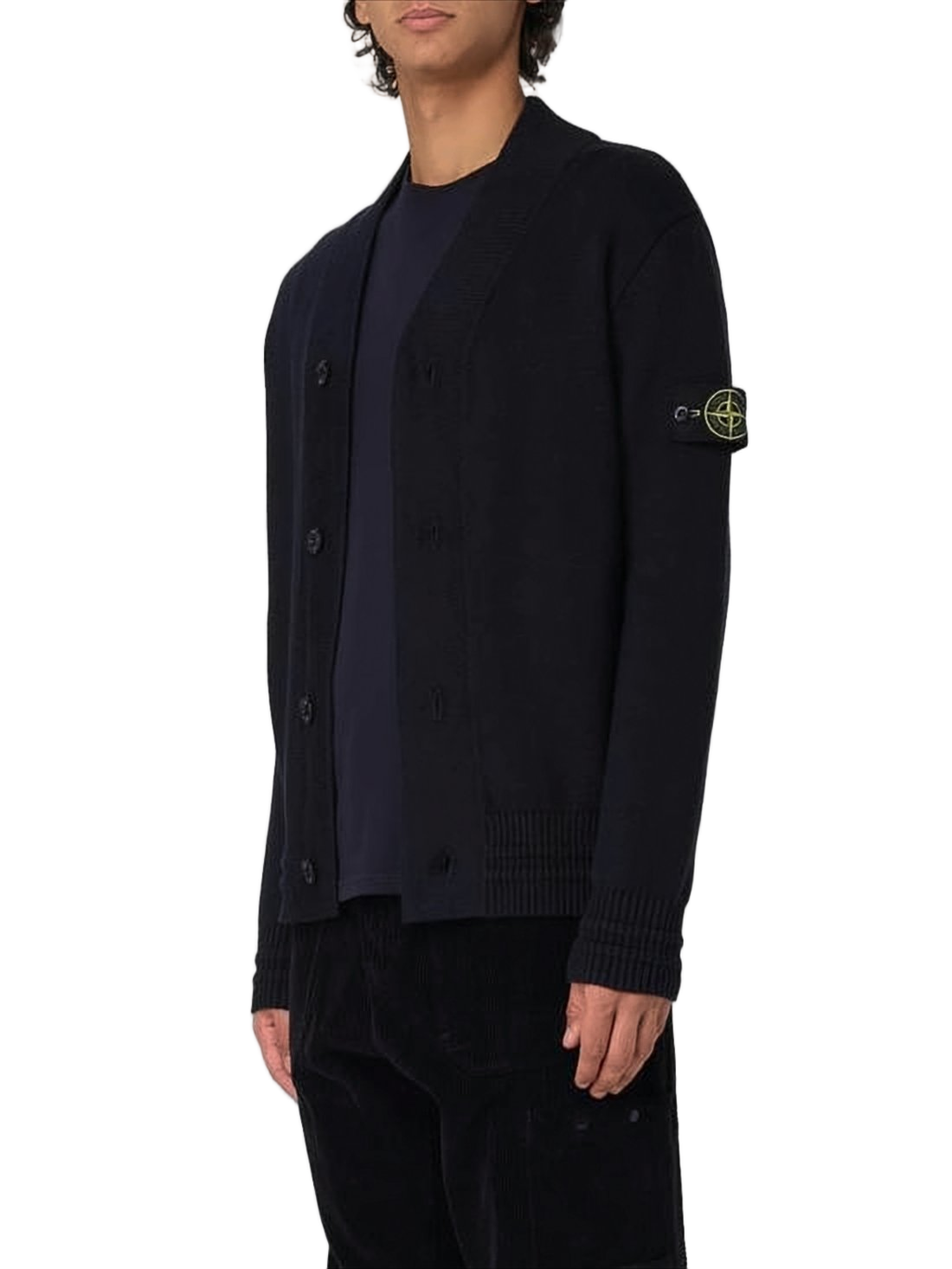Classic Button-Up Black Knit Cardigan