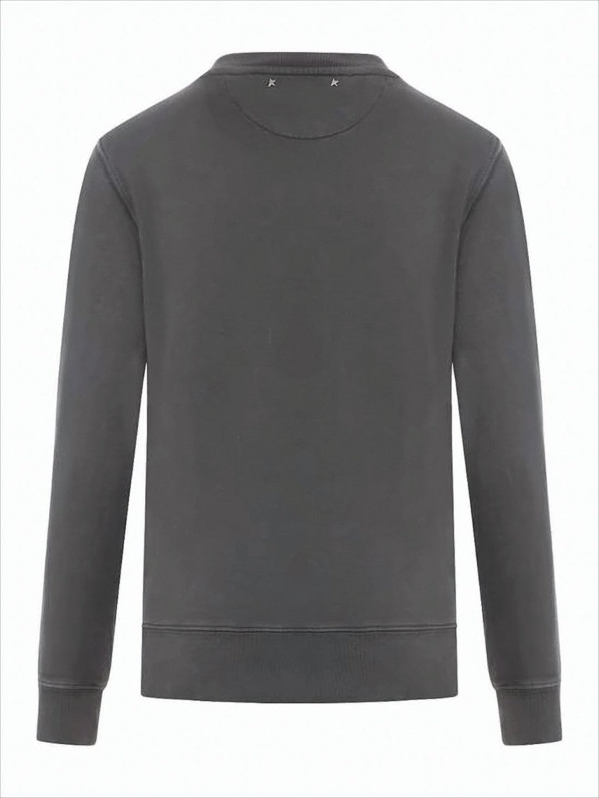 Long-Sleeve Dark Grey Sweatshirt with Metallic Embellishments