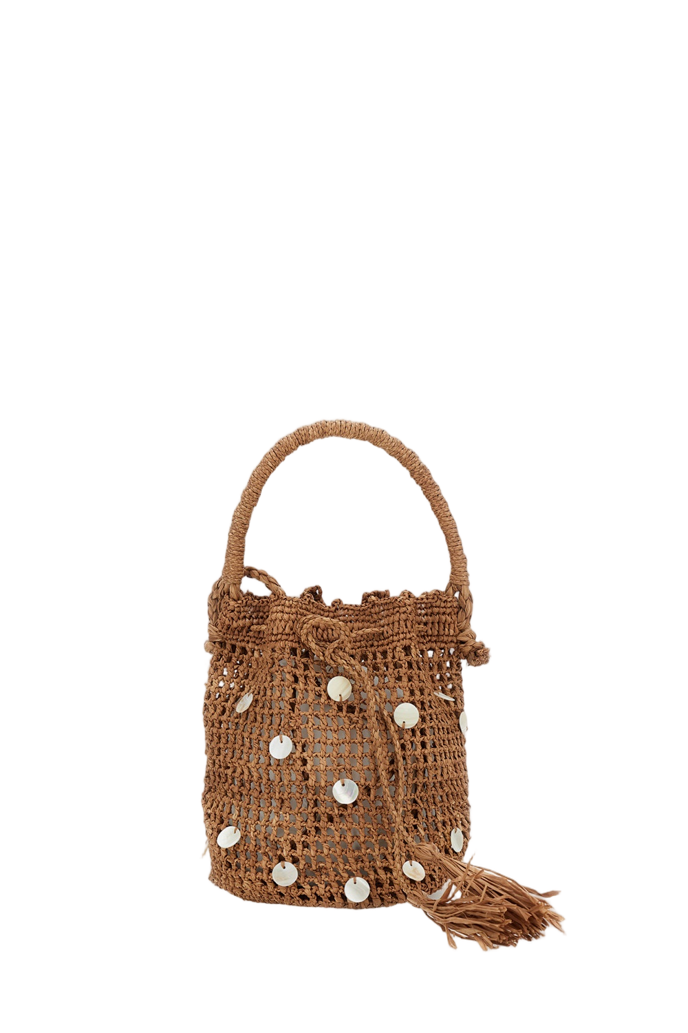 Brown Pearl Precious Moments Raffia Bag