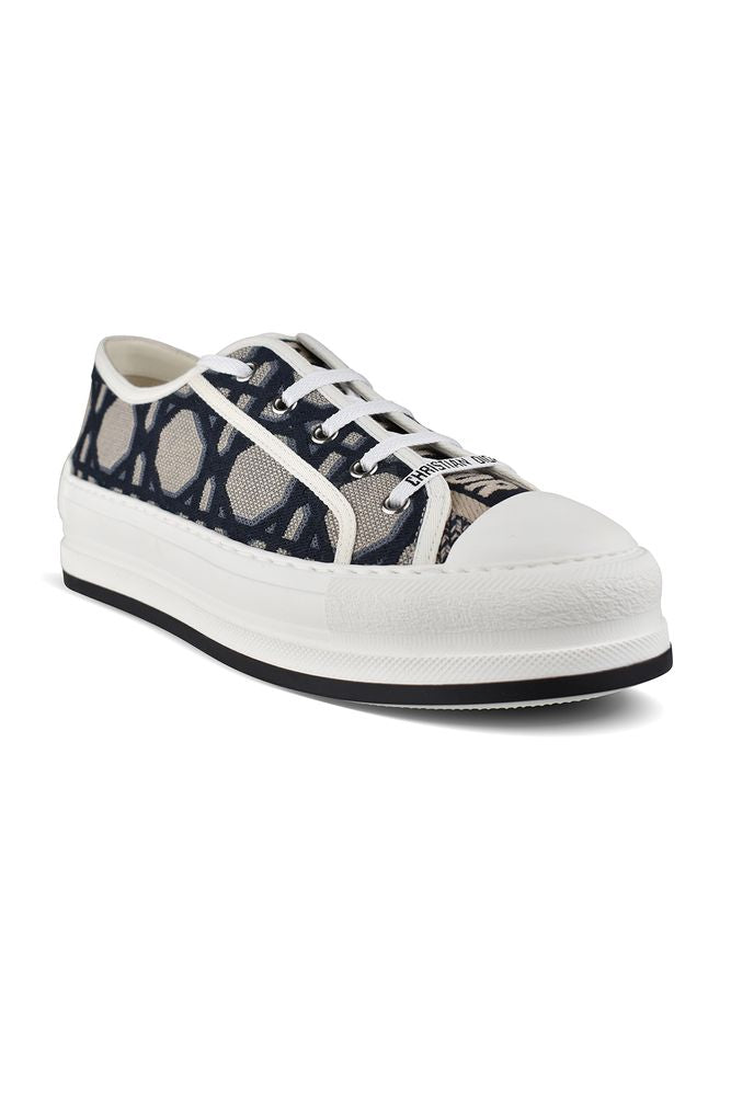 Technical Fabric Low-Top Sneakers With Macro Cannage Embroidery