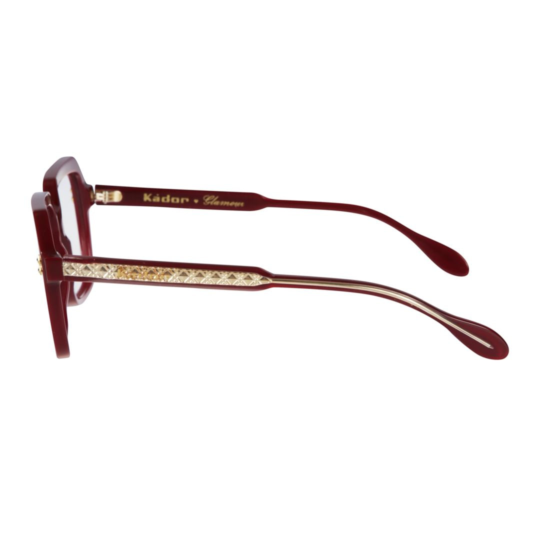 Giada Glamour Oversized Square Frame Eyeglasses with Gold Detailing